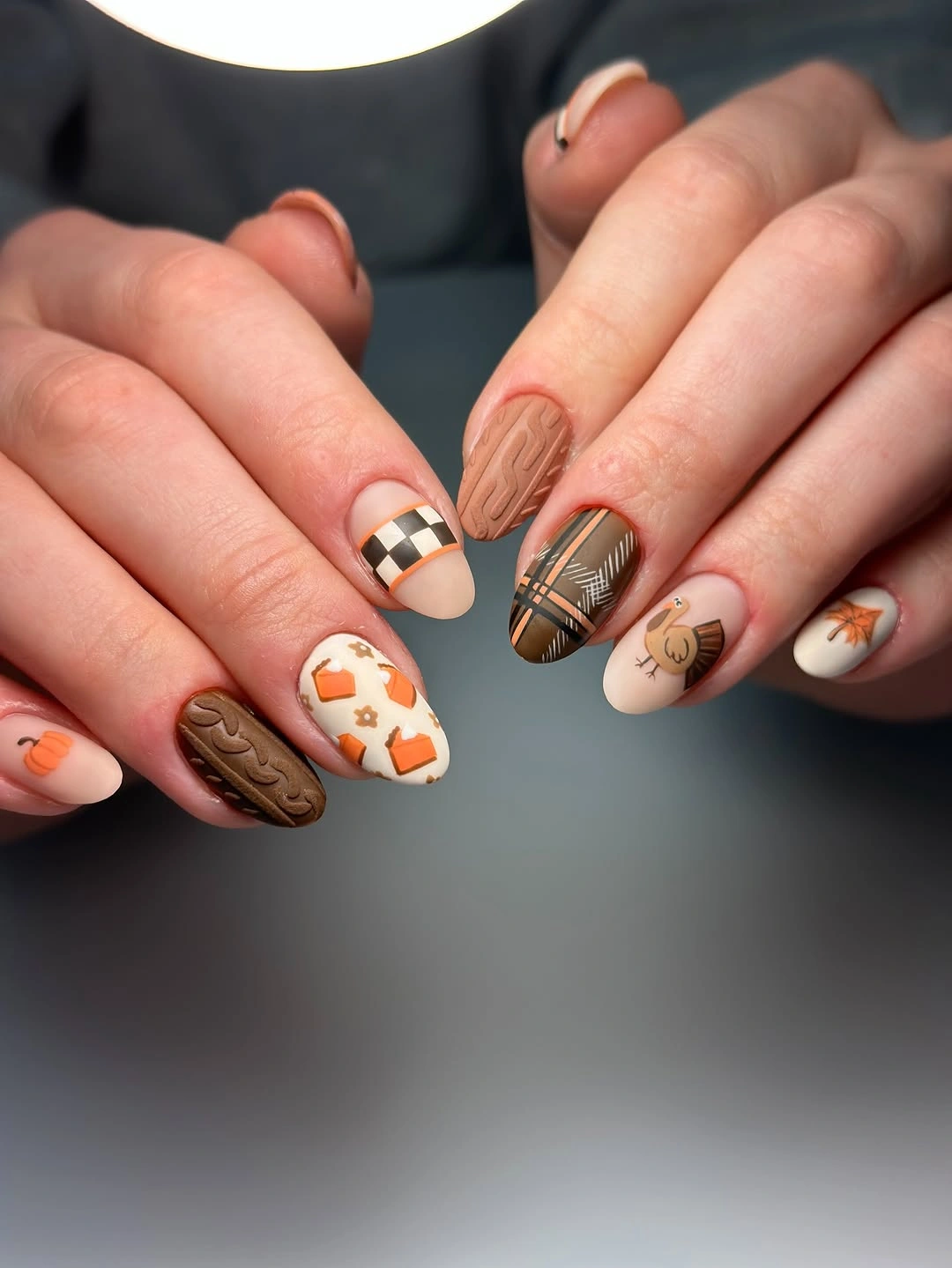 gorgeous september nail designs 2026 Cozy Sweater And Pumpkin Nail Mix