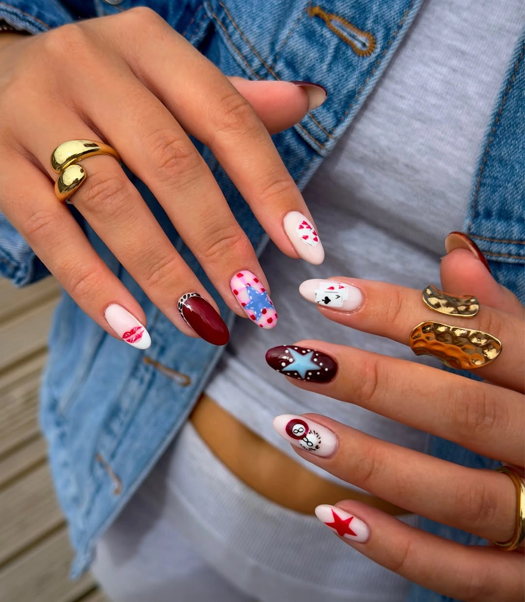 gorgeous september nail designs 2026 Creative Playing Card Nail Art