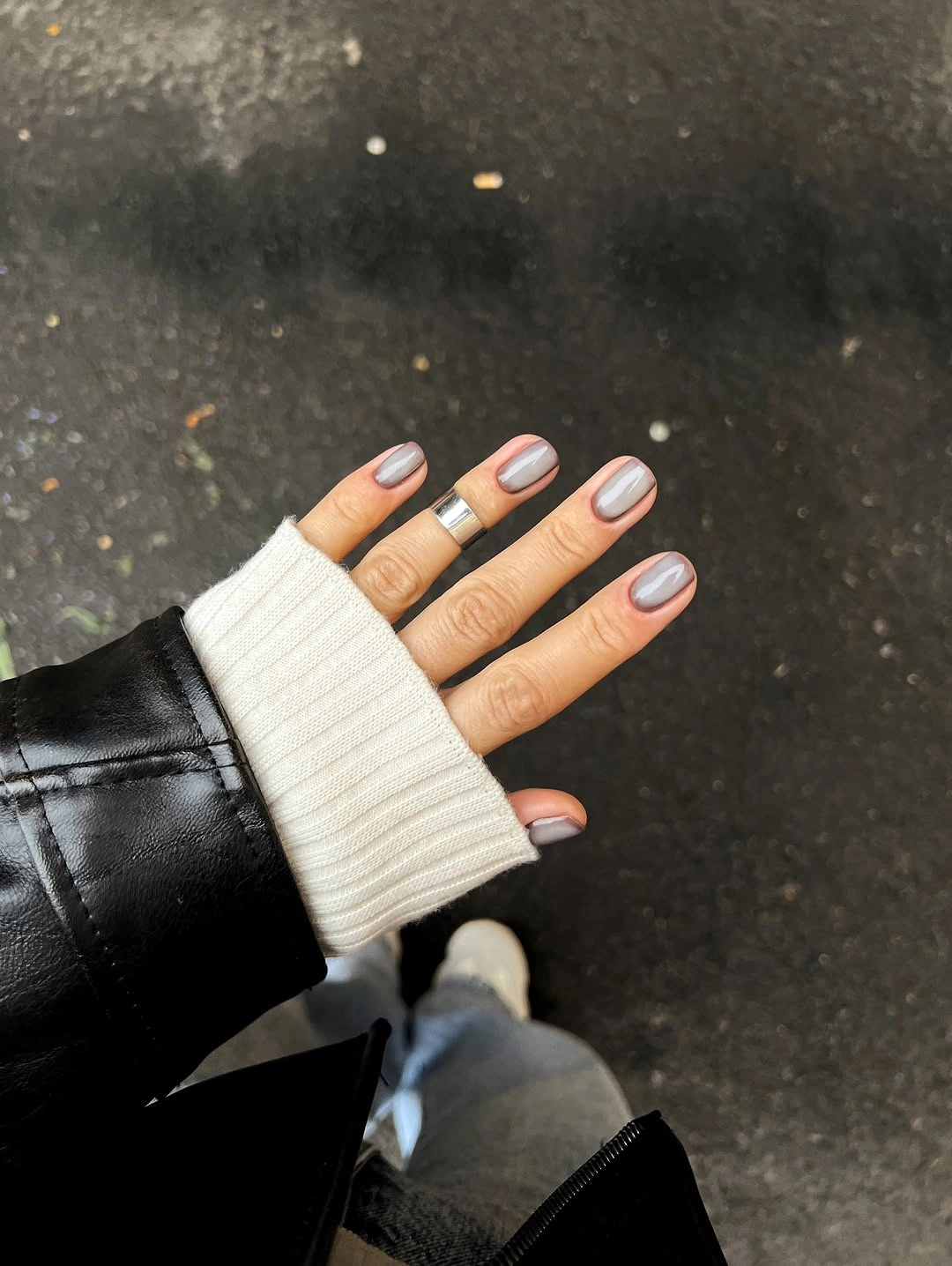 gorgeous september nail designs 2026 Glossy Dove Gray for a Minimalist September Refresh