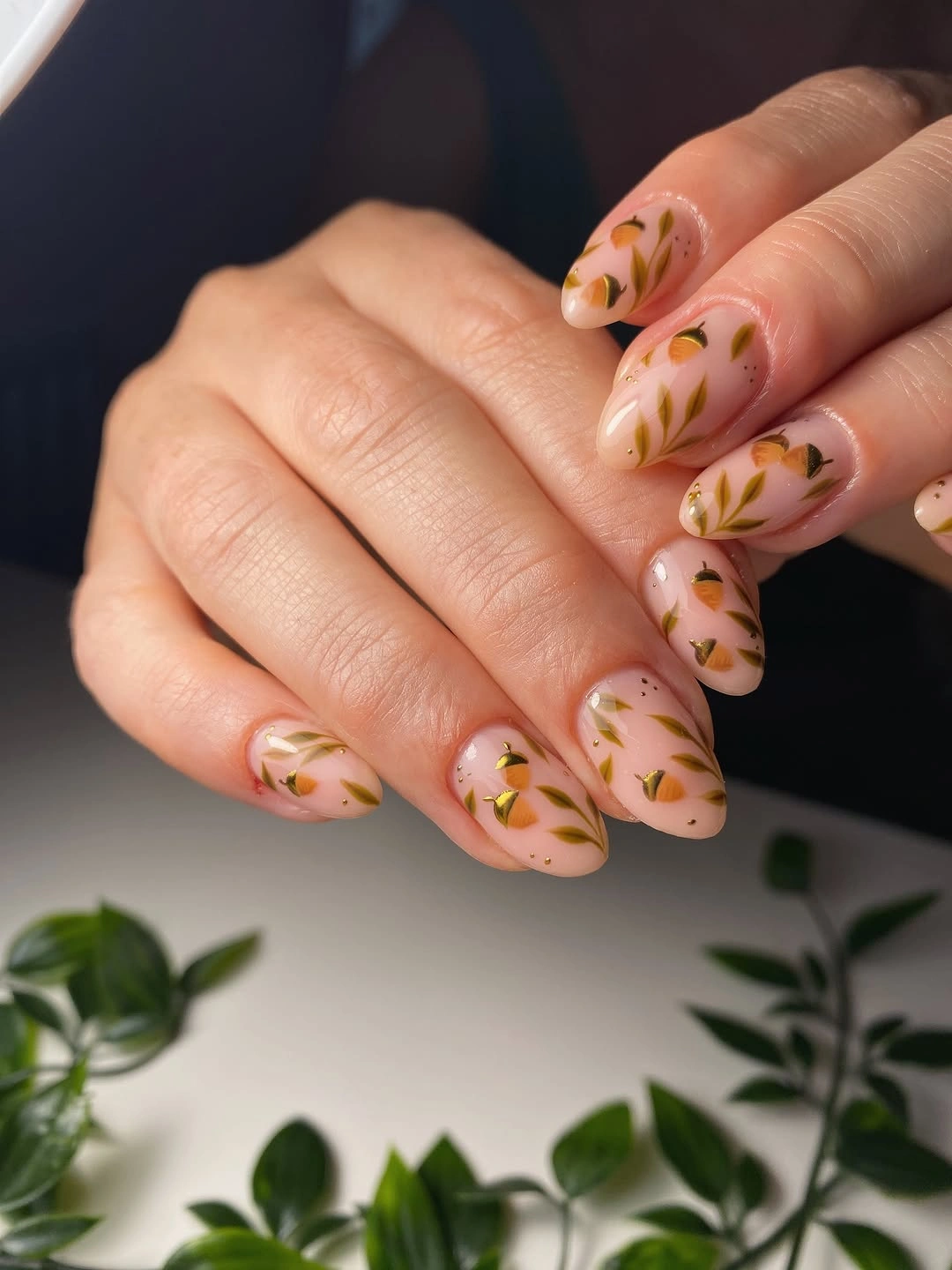 gorgeous september nail designs 2026 Delicate Woodland Botanical Nails