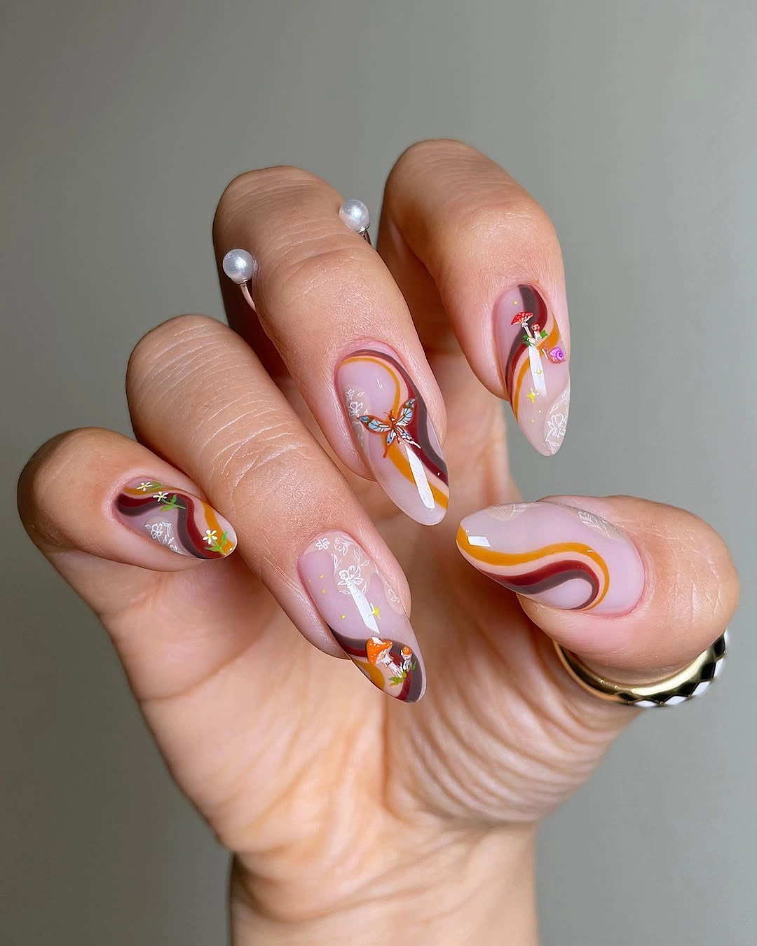 gorgeous september nail designs 2026 Whimsical Autumn Ribbon Art