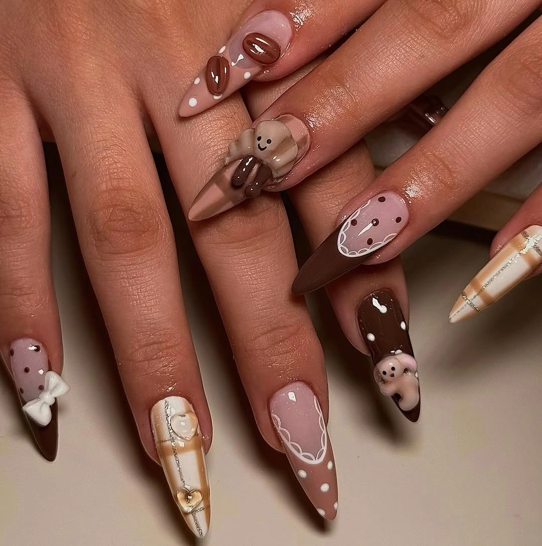 gorgeous september nail designs 2026 Sweet Mocha Teddy Nails