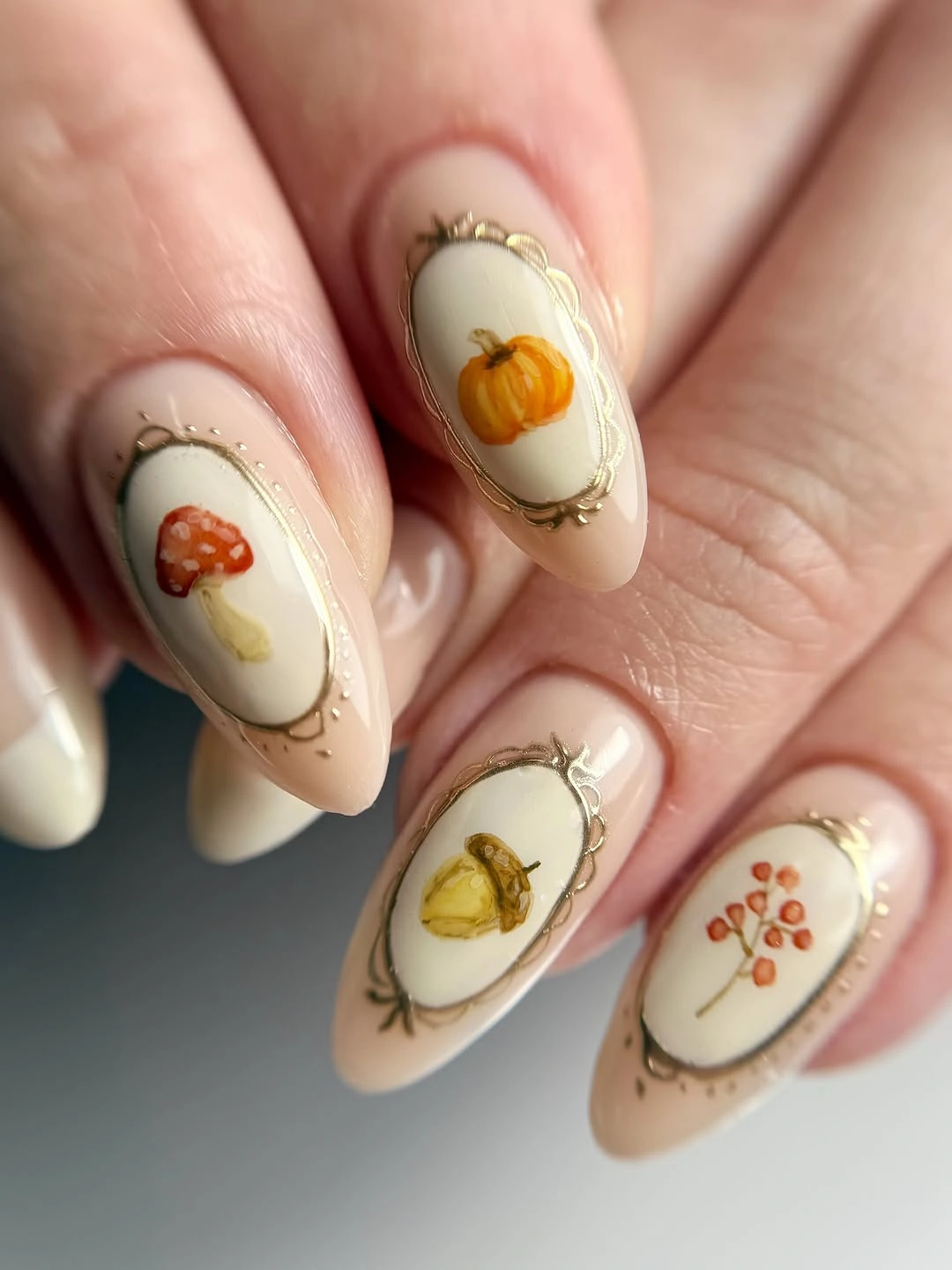 gorgeous september nail designs 2026 Elegant Autumn Botanical Miniatures