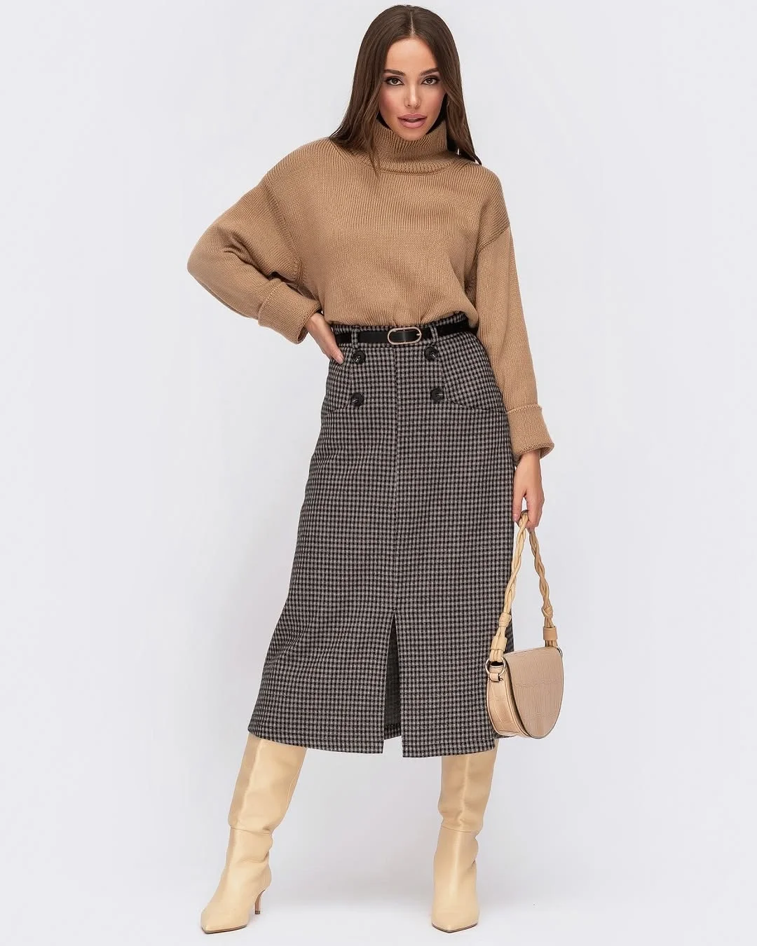 knit skirt outfits fall 2026 Camel Sweaters and Midi Skirts That Capture Quiet Luxury