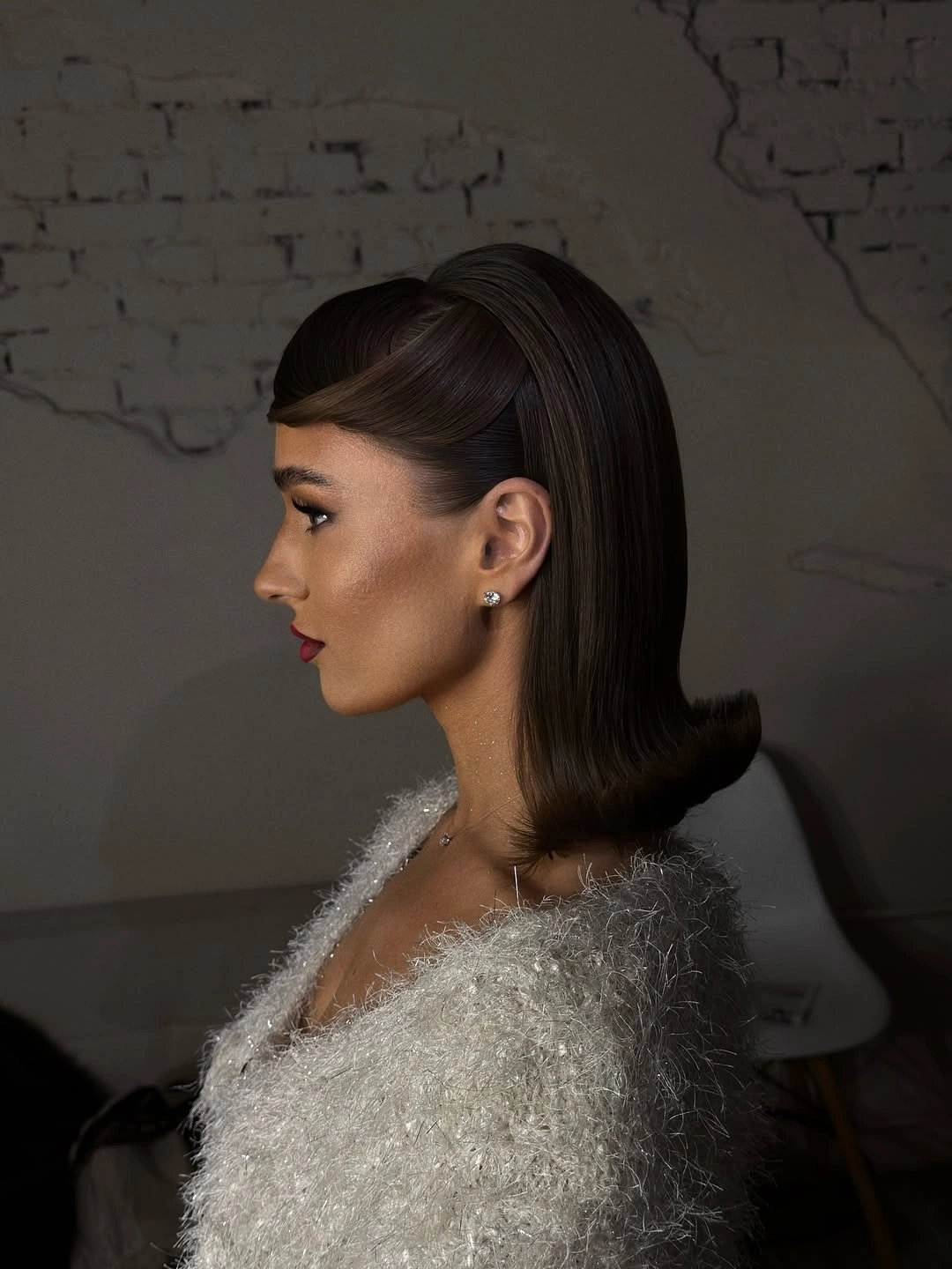 modern fall hairstyles for wedding guests 2026 Sleek Side Sweep With Vintage Bob Finish