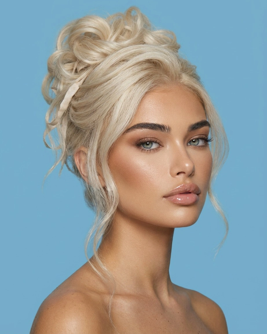 modern fall hairstyles for wedding guests 2026 Romantic Ribbon Updo
