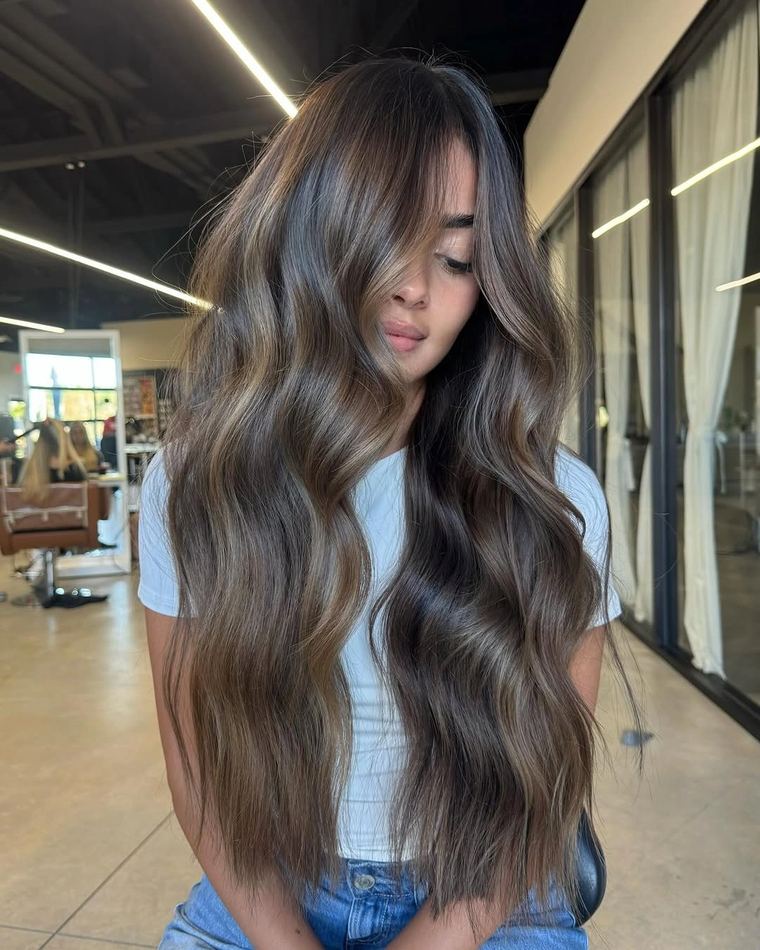 natural dimensional brunette hair color Cool Mushroom Brunette With Endless Length