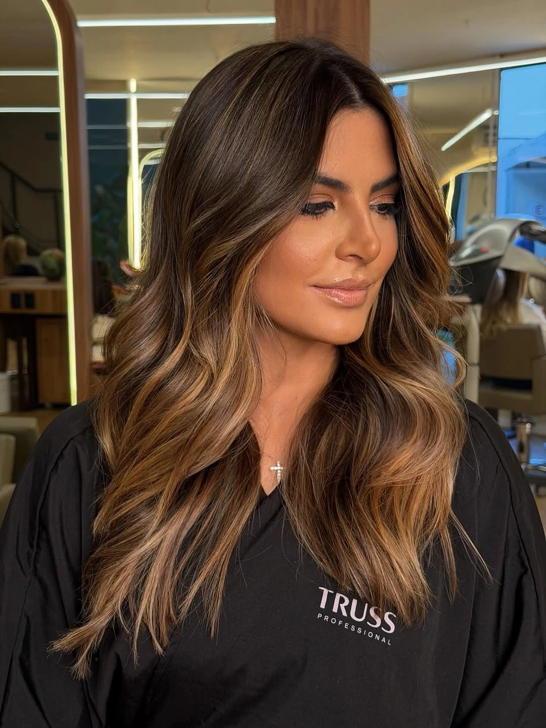 natural dimensional brunette hair color Golden Brunette Blend With Luminous Dimension