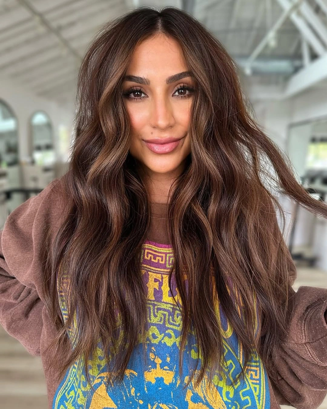 natural dimensional brunette hair color Relaxed Chocolate Brunette With Natural Texture