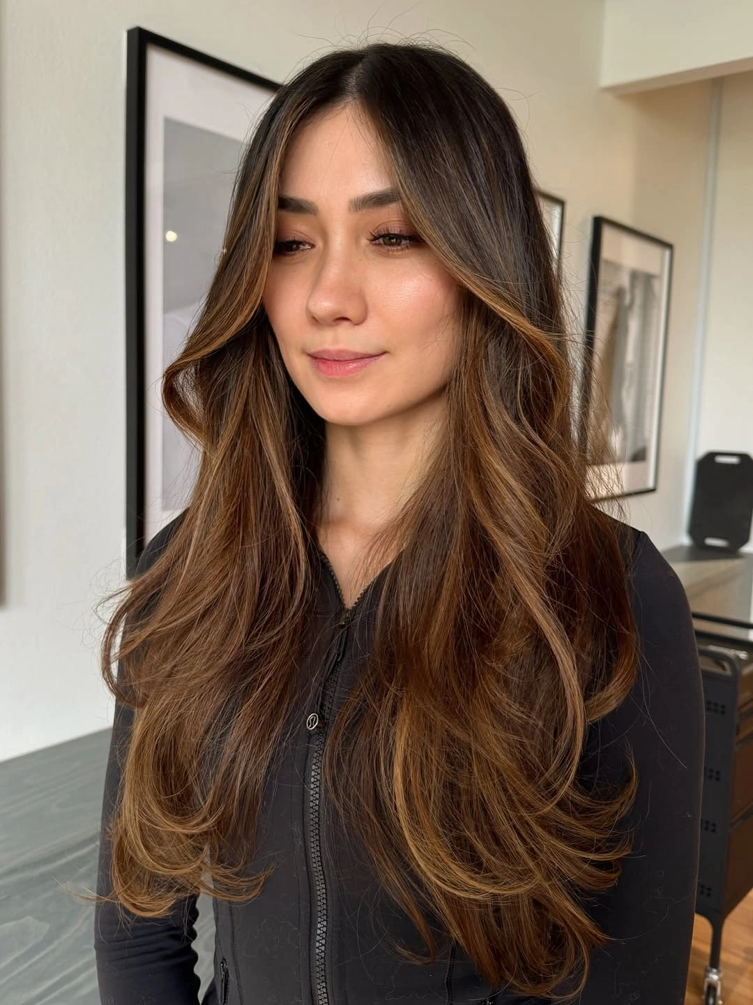 natural dimensional brunette hair color Caramel Framed Brunette With Seamless Dimension