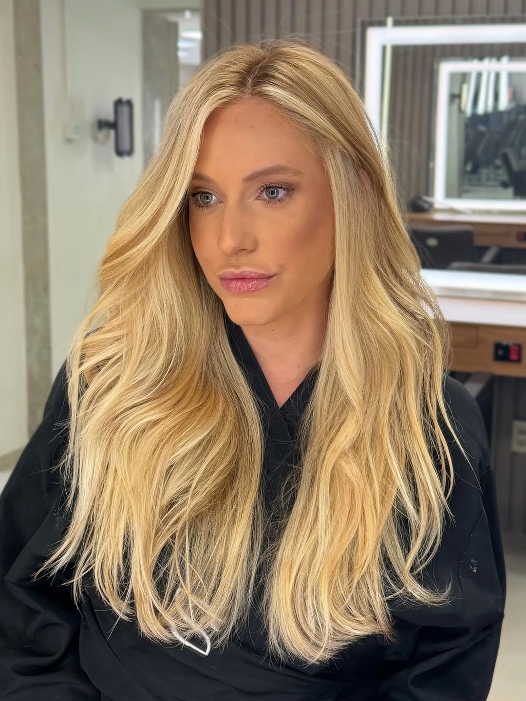 natural heatless curls hairstyle Golden Blonde Waves With Feathered Layers
