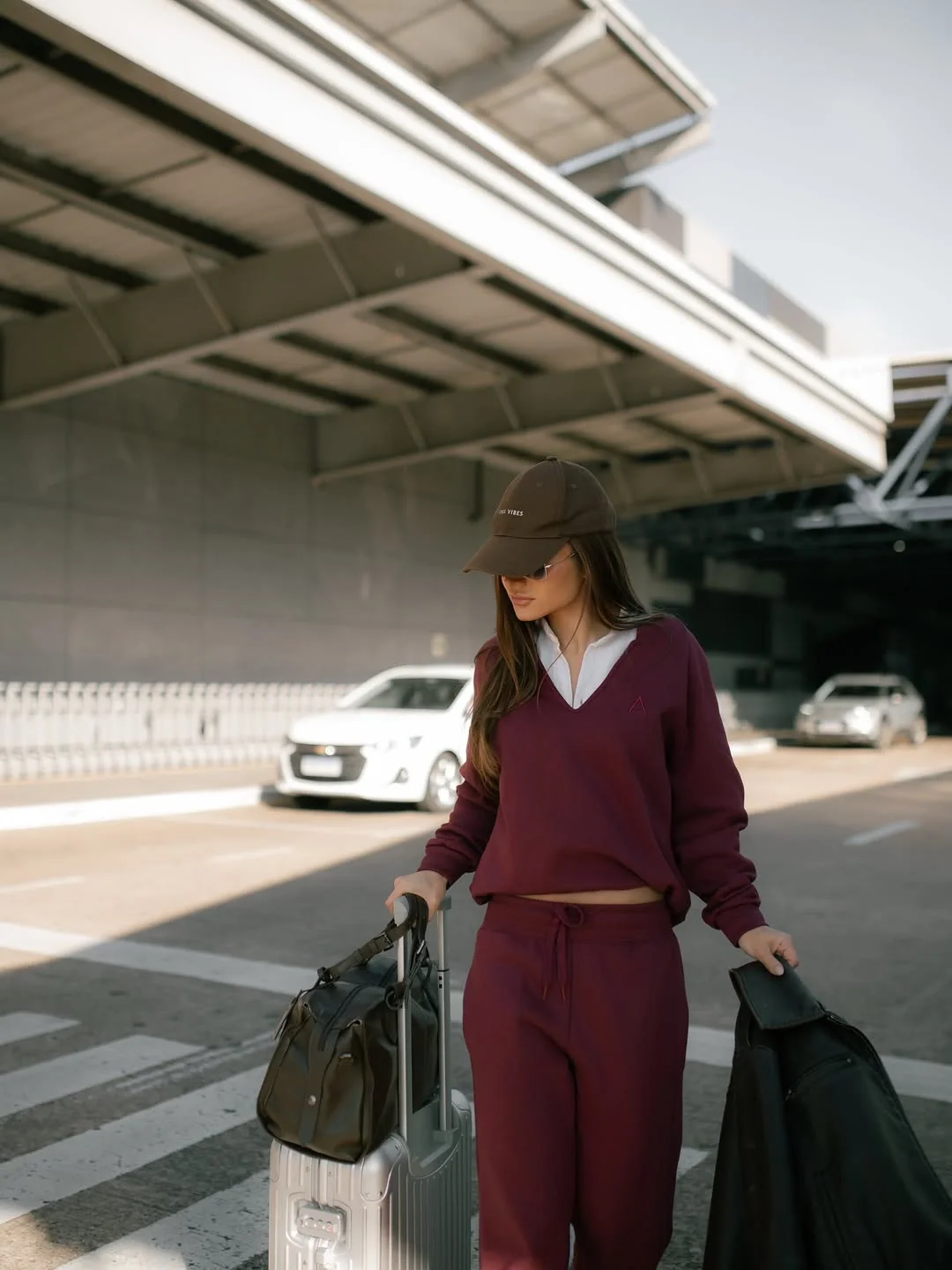 simple casual fall outfits 2026 Burgundy Travel Style With Sporty Minimalism