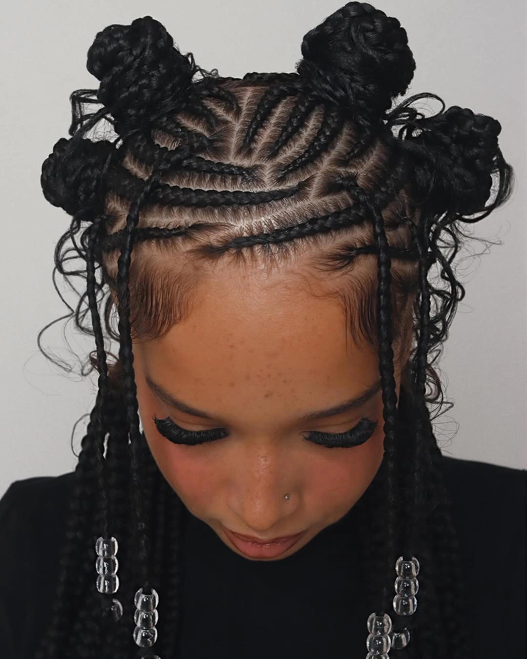 stunning bantu knots hairstyles Mini Bantu Knots with Long Braids for a Playful Edge