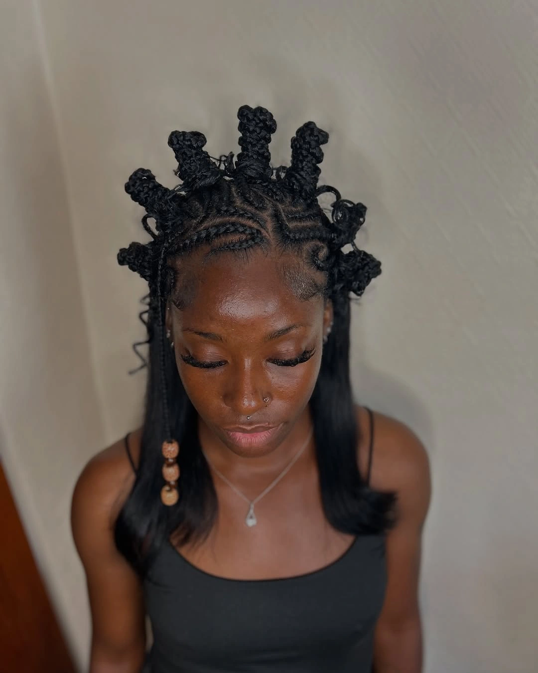 stunning bantu knots hairstyles Half Up Bantu Knots With Straight Lengths