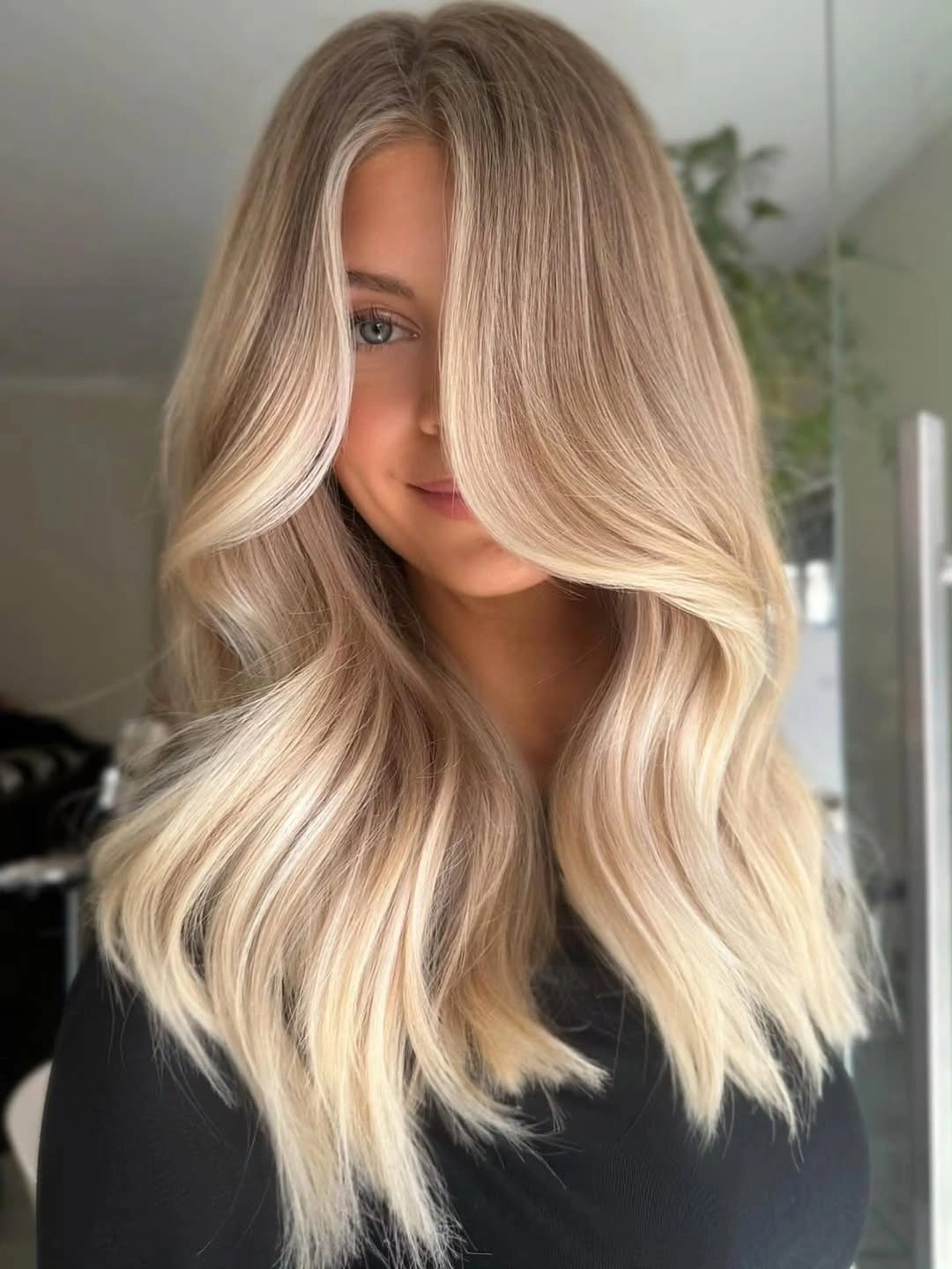 stunning beige blond hair color Soft Champagne Waves With a Lived-In Beige Blend
