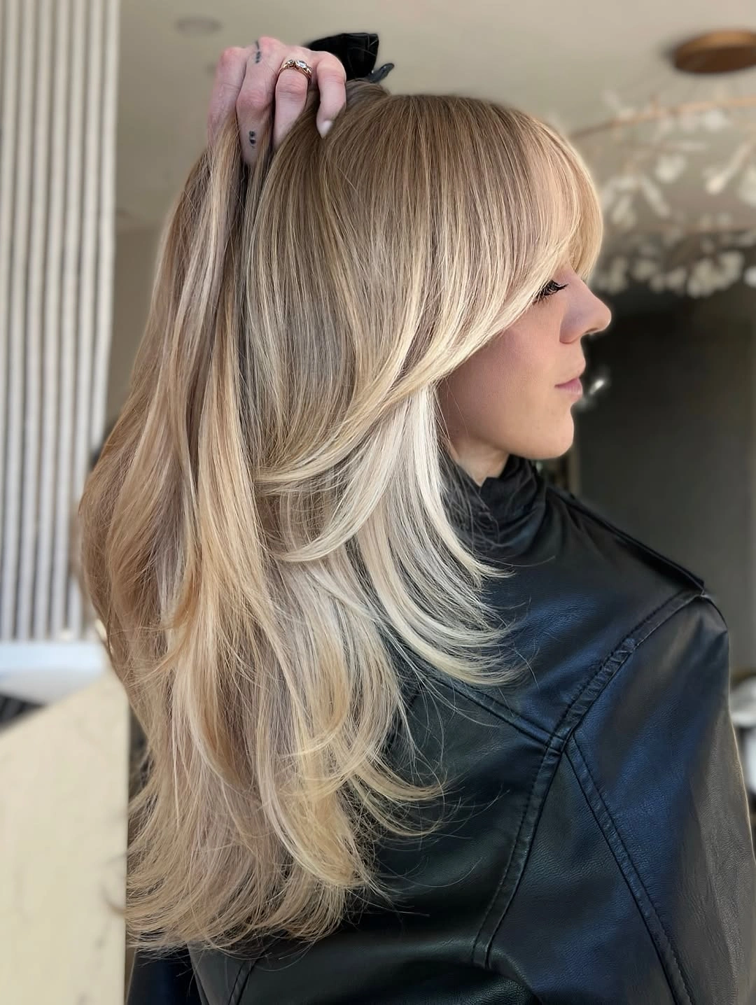 stunning beige blond hair color Feathered Layers Meet a Creamy Beige Finish