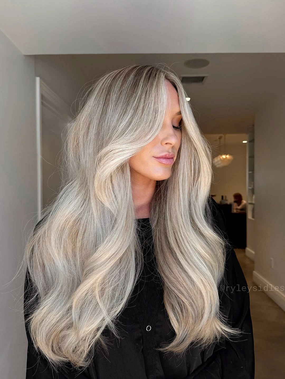 stunning beige blond hair color Long Luxe Beige Blonde With Silky Pearl Shine