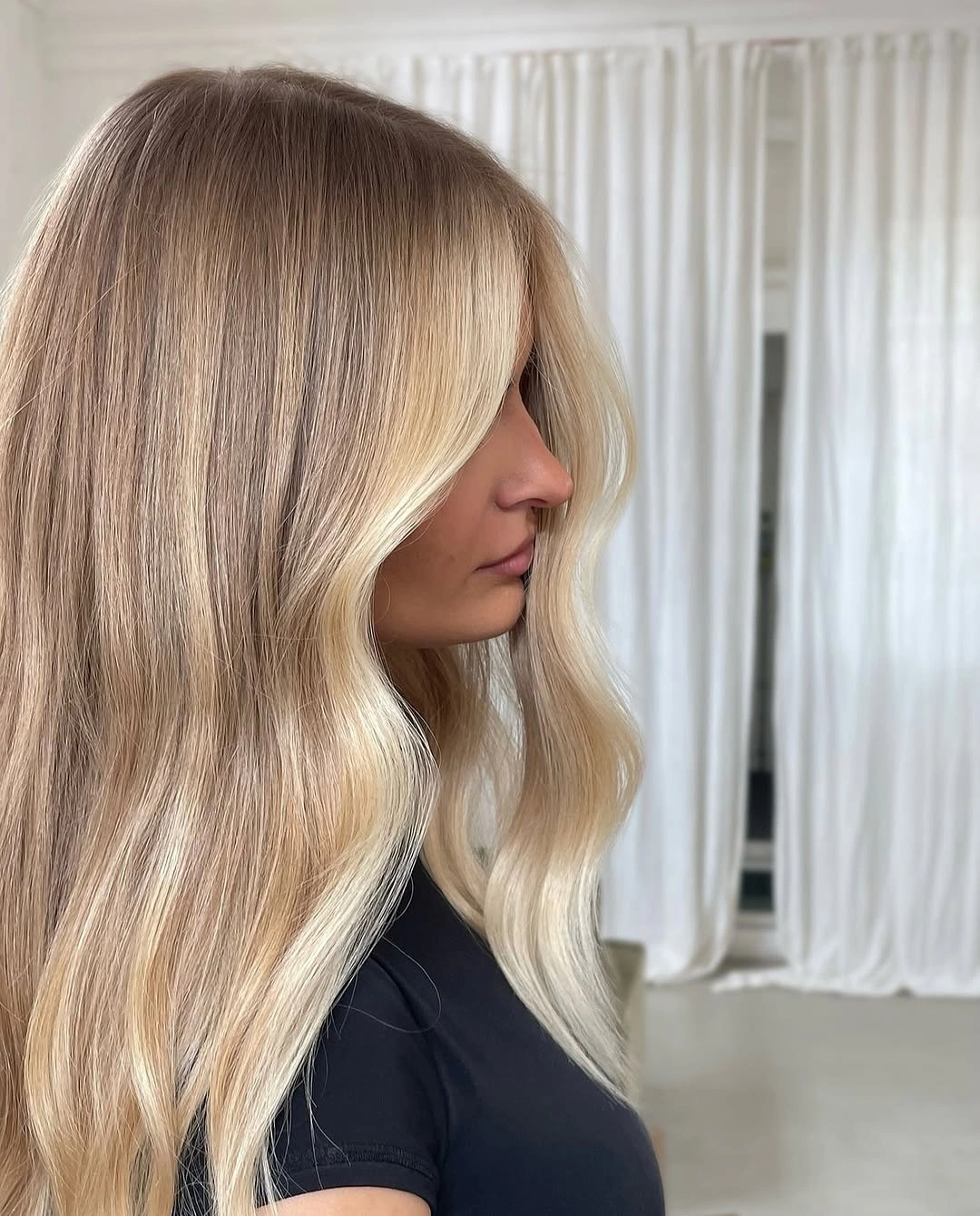 stunning beige blond hair color Silky Straight Beige Blonde With Face Framing Layers