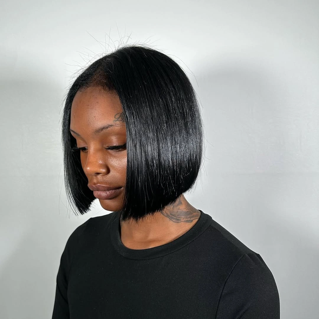 stylish bob hairstyles for black women Classic Sleek Bob With Clean Center Part