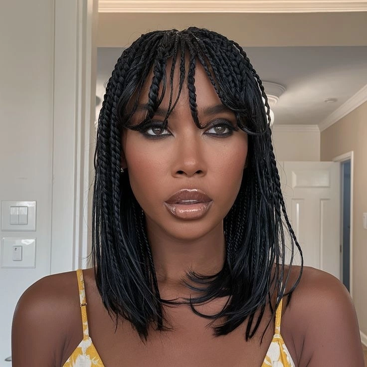 stylish bora bora braids hairstyle Sleek Bob Bora Bora Braids With Soft Fringe