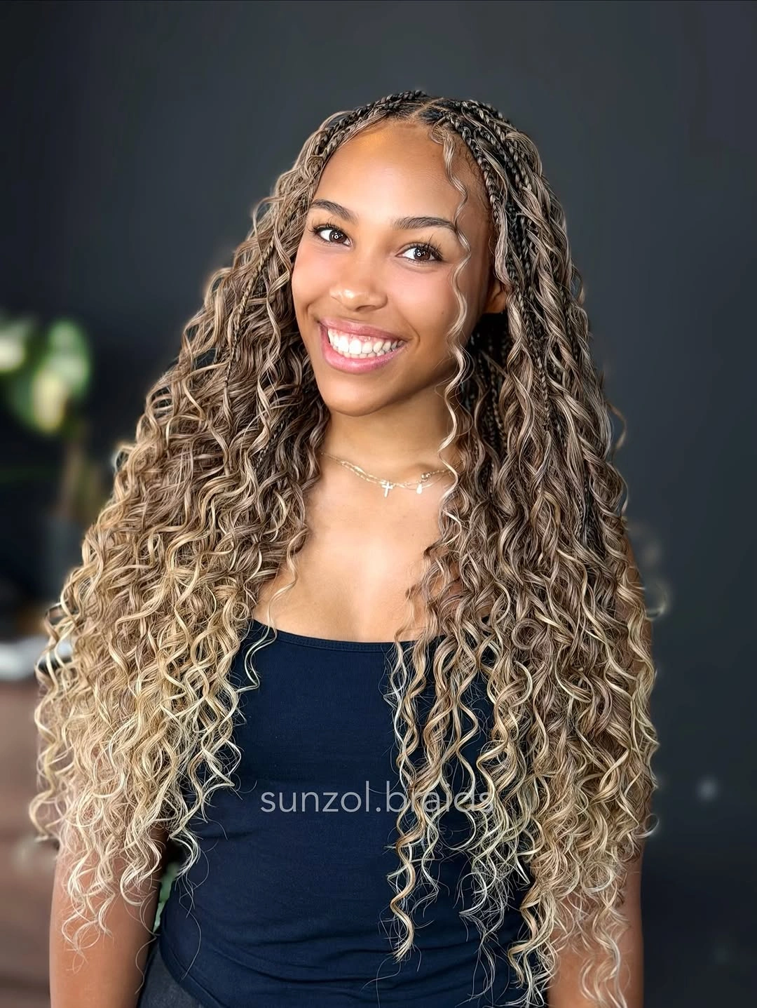 stylish bora bora braids hairstyle Bright Blonde Boho Curls With Fine Braids