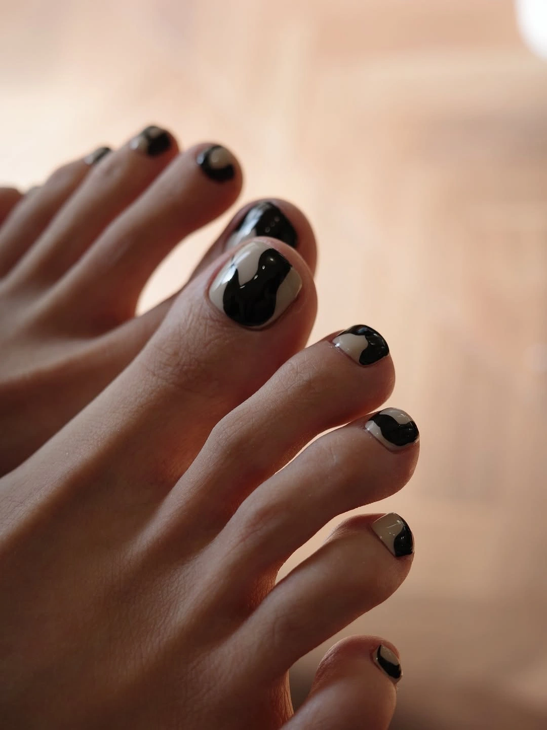 stylish fall pedicure ideas 2026 Modern Black And White Abstract Pedicure