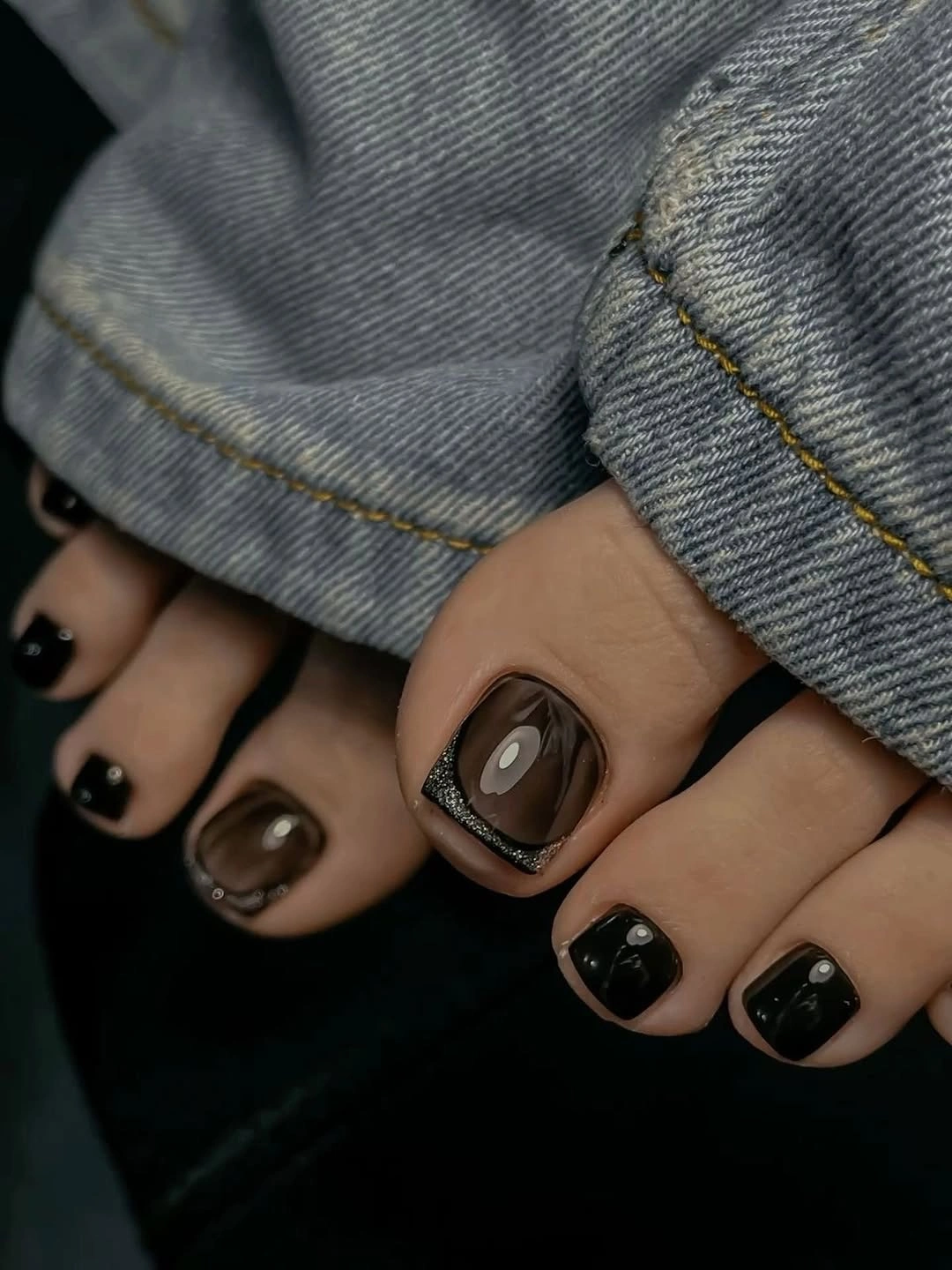 stylish fall pedicure ideas 2026 Smoky Espresso Gloss