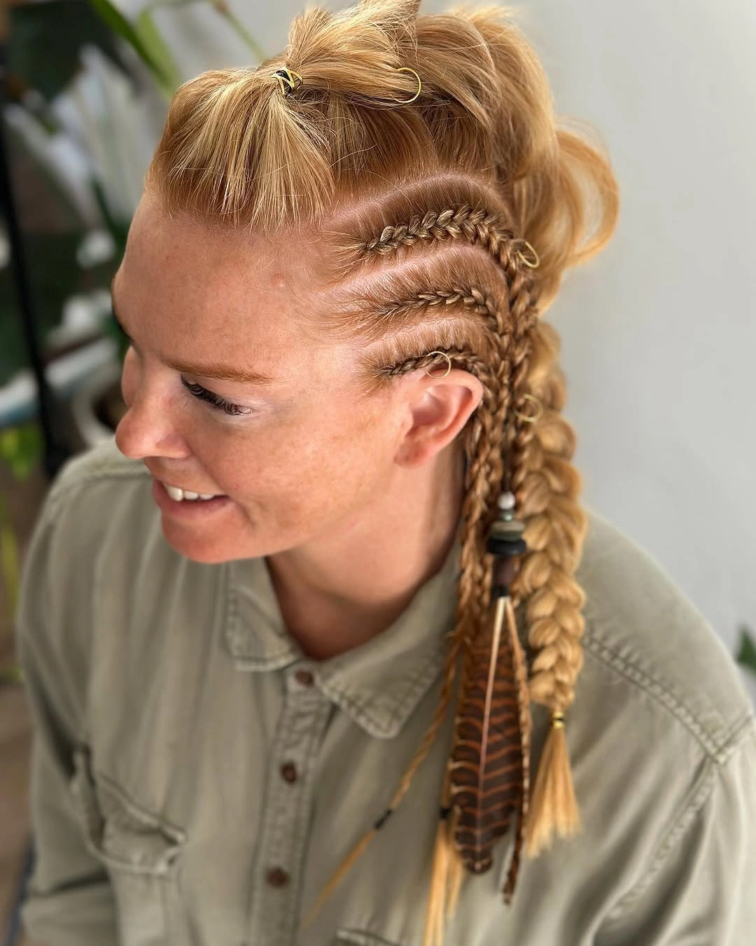 stylish feed in braid hairstyles Side Feed In Braids with Natural Texture