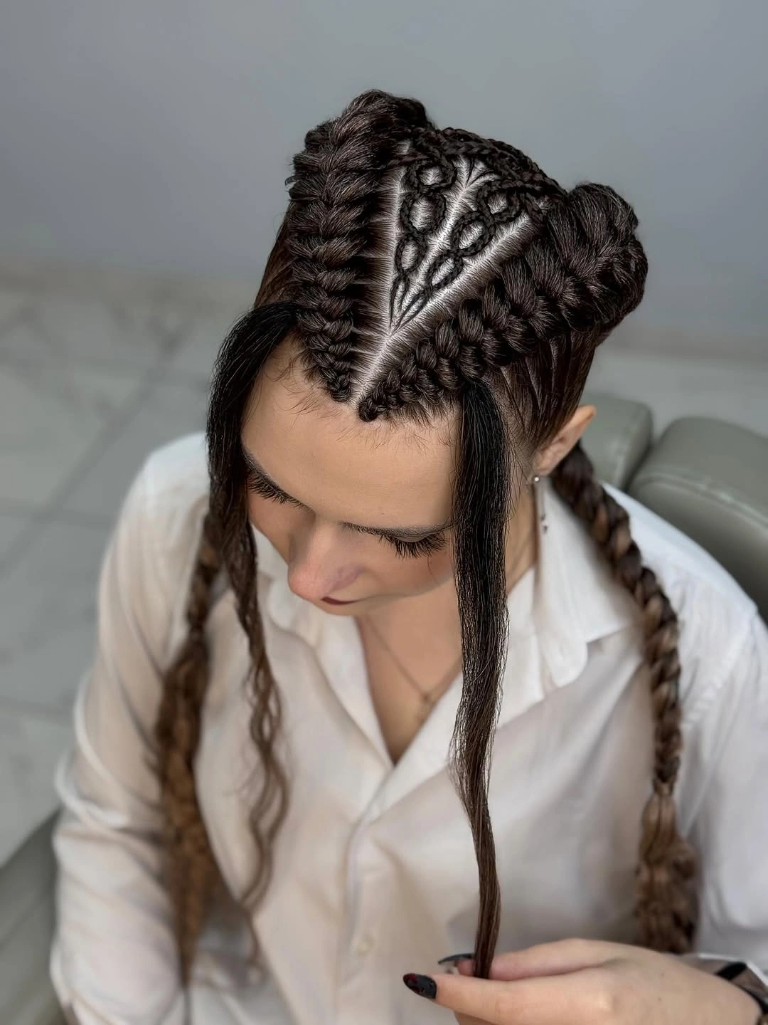stylish feed in braid hairstyles Heart-Inspired Braided Pattern with Twin Buns