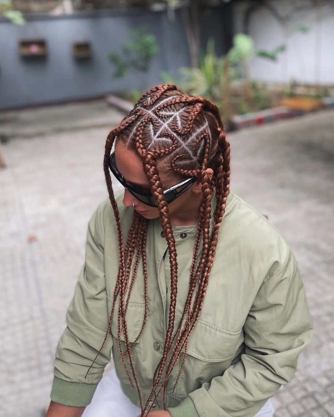 stylish feed in braid hairstyles Geometric Feed-In Braids with Star Parting
