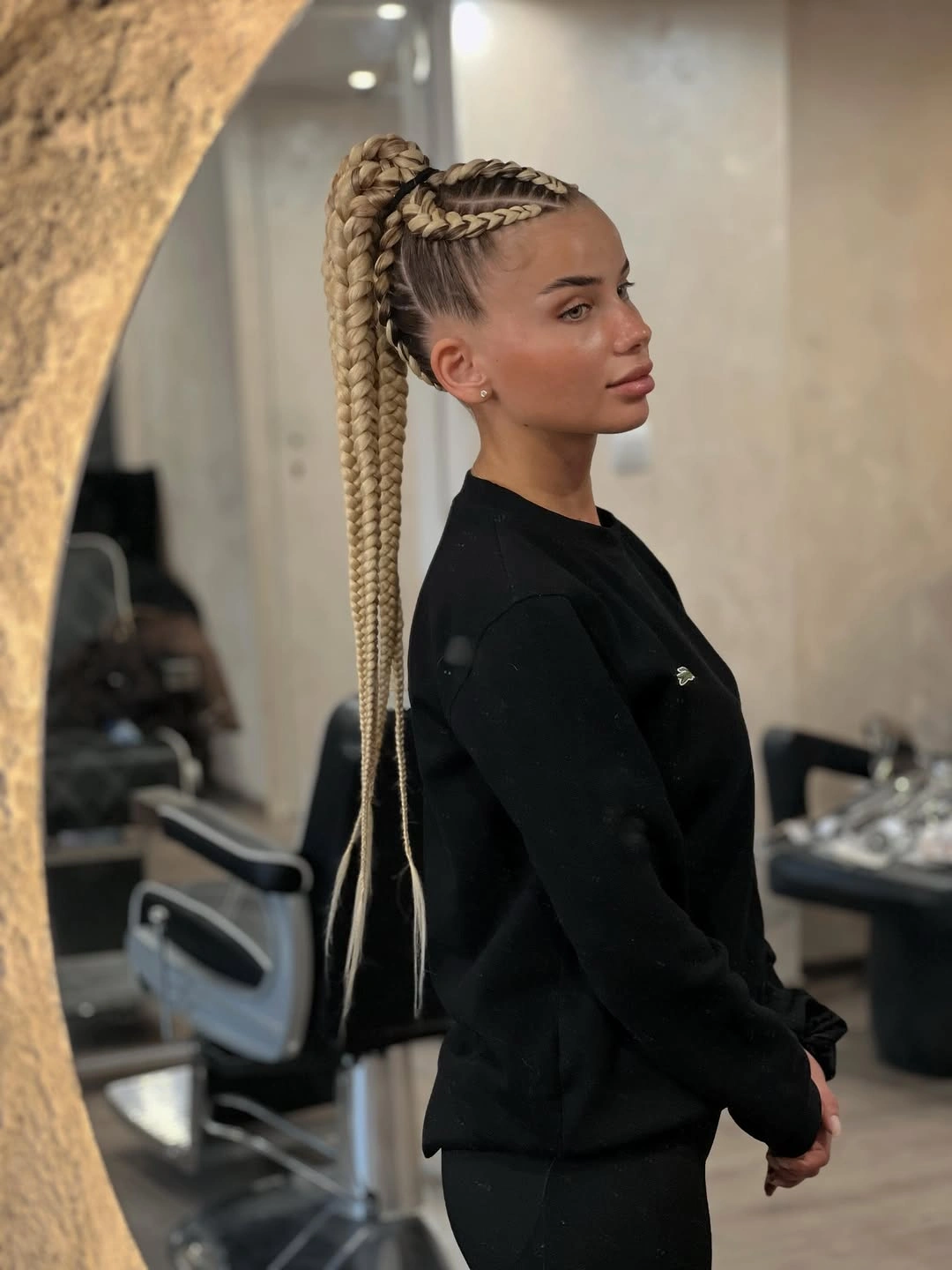 stylish feed in braid hairstyles High Ponytail Feed In Braids with Blonde Length