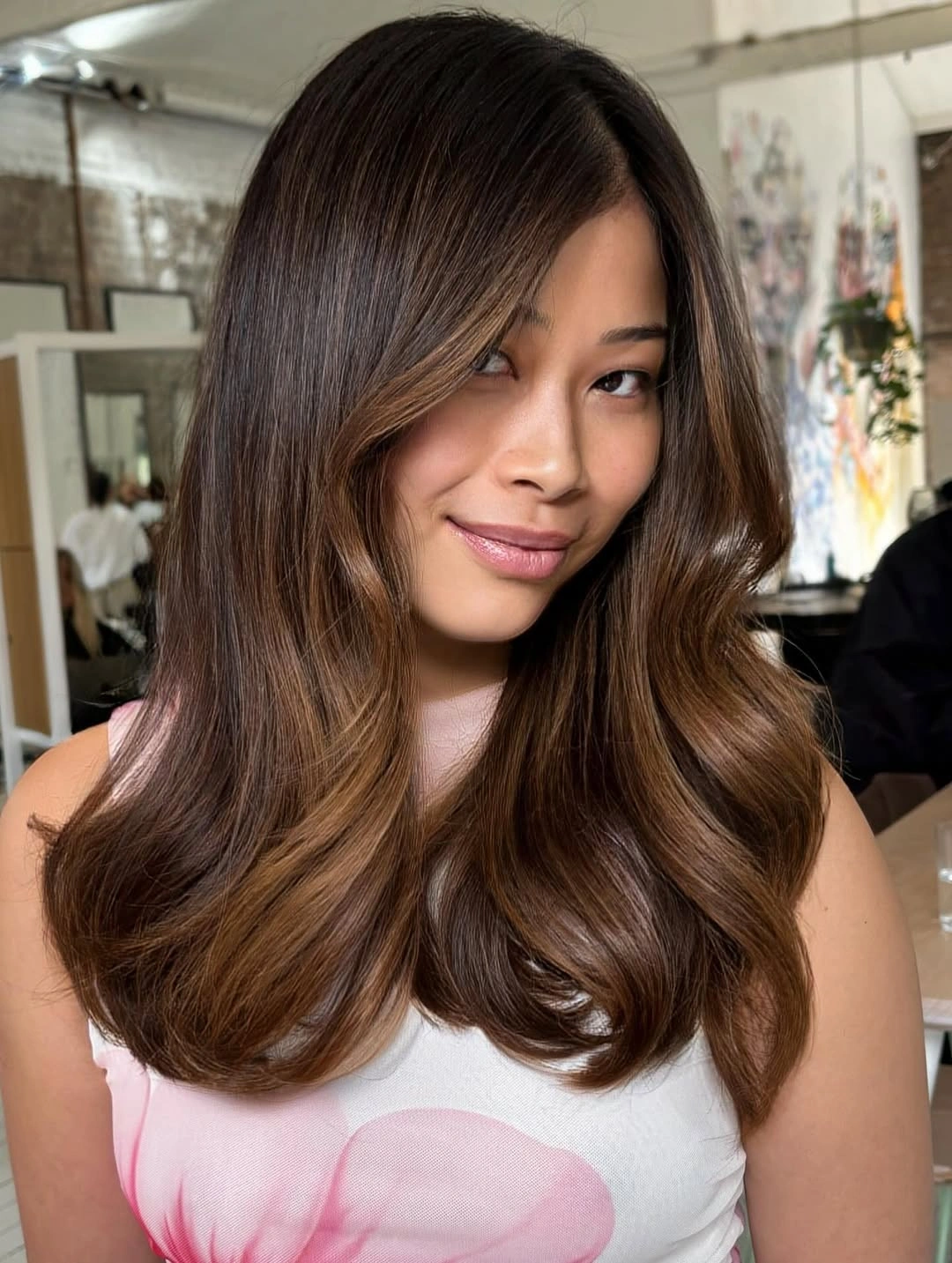 stylish hair lowlights: color ideas and inspiration Rich Espresso With Cinnamon Dimension