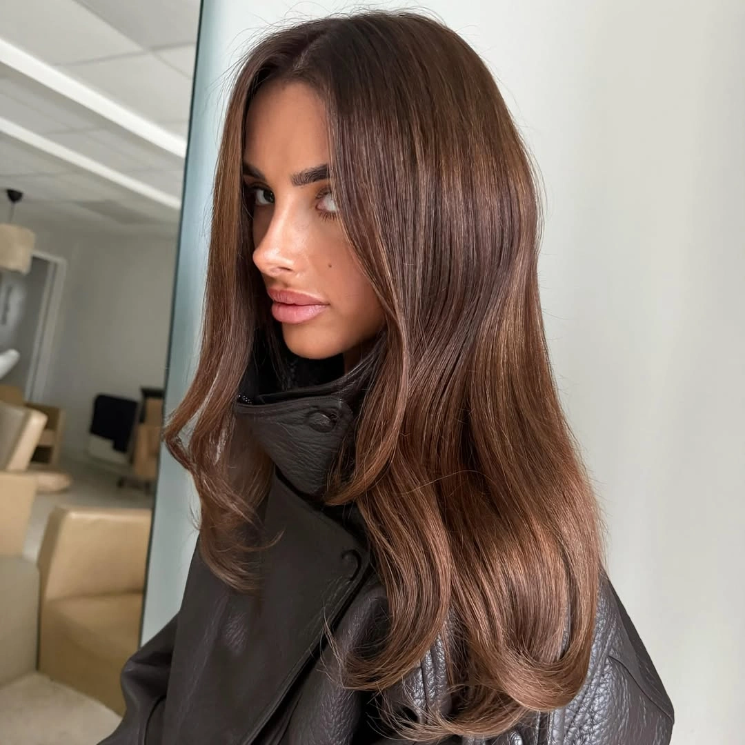 stylish hair lowlights: color ideas and inspiration Classic Chocolate Gloss Finish