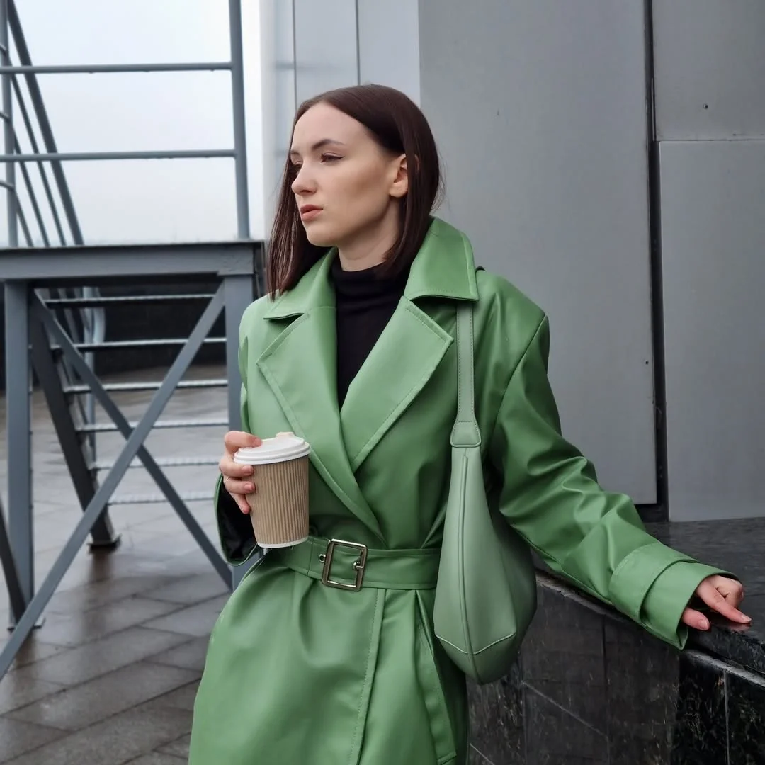 Trench coat fall outfits 2026 Fresh Green Statement For Cloudy Days