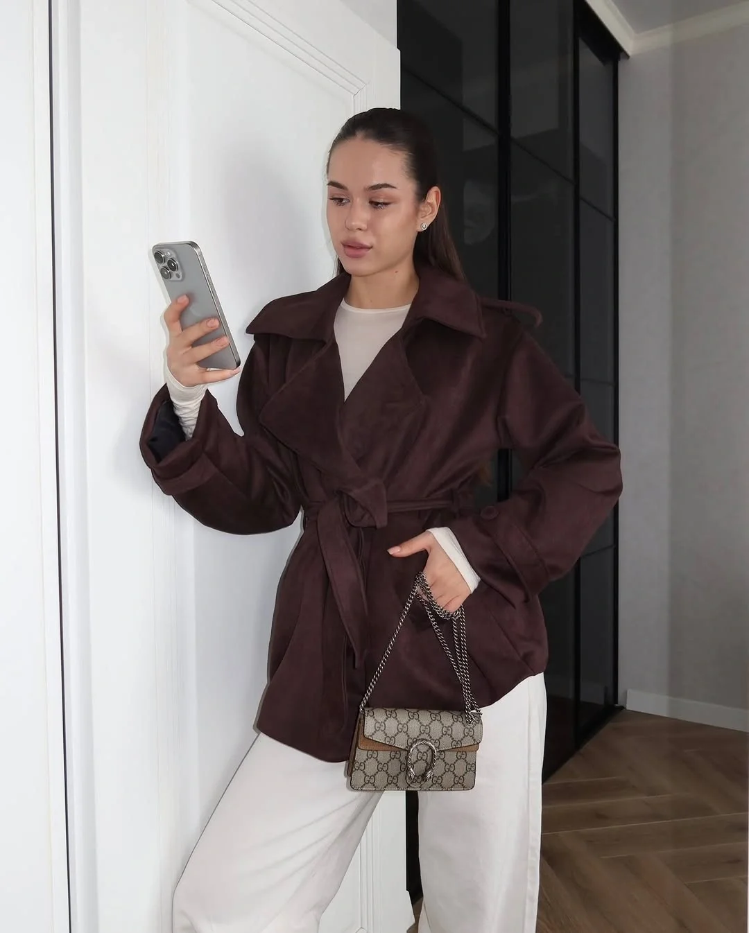 Trench coat fall outfits 2026 Rich Brown Belted Short Trench
