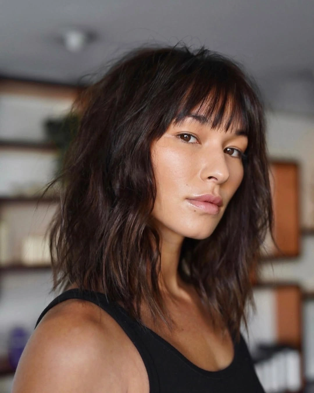 trendy choppy medium layered hair Soft Choppy Bob With Wispy Fringe