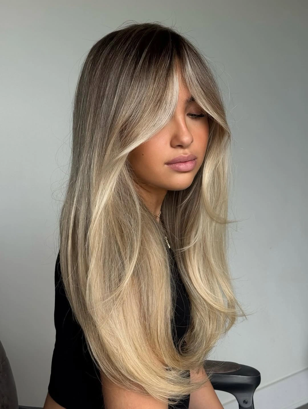 trendy dirty blonde hair color Silky Long Layers With Bright Vanilla Contouring