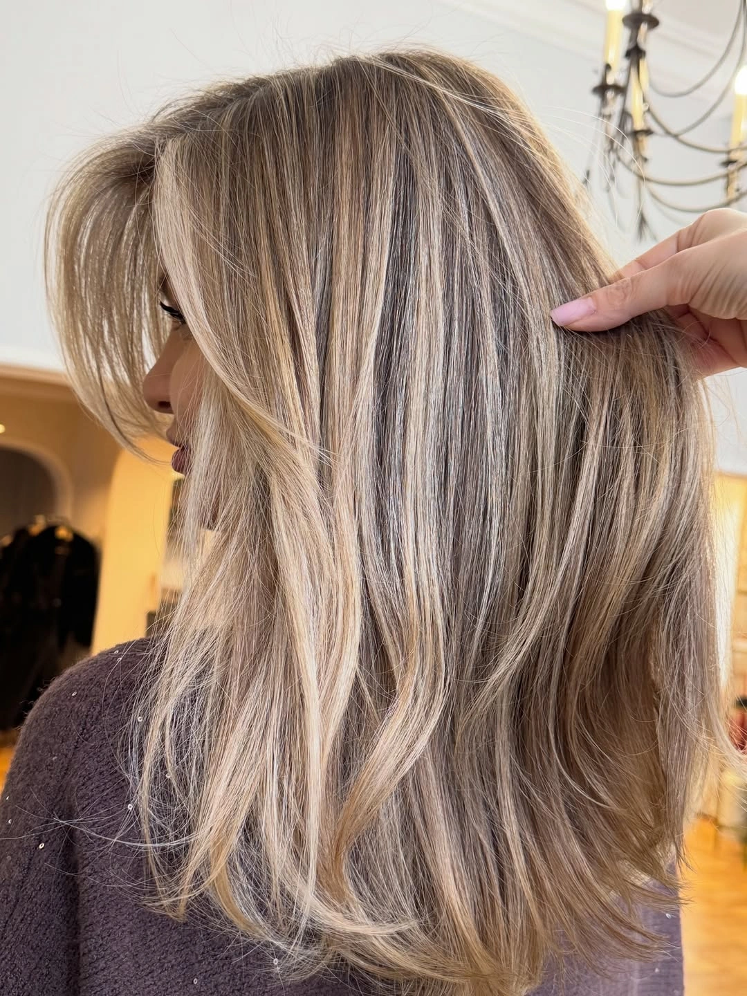 trendy dirty blonde hair color Layered Beige Dirty Blonde With Feathered Volume