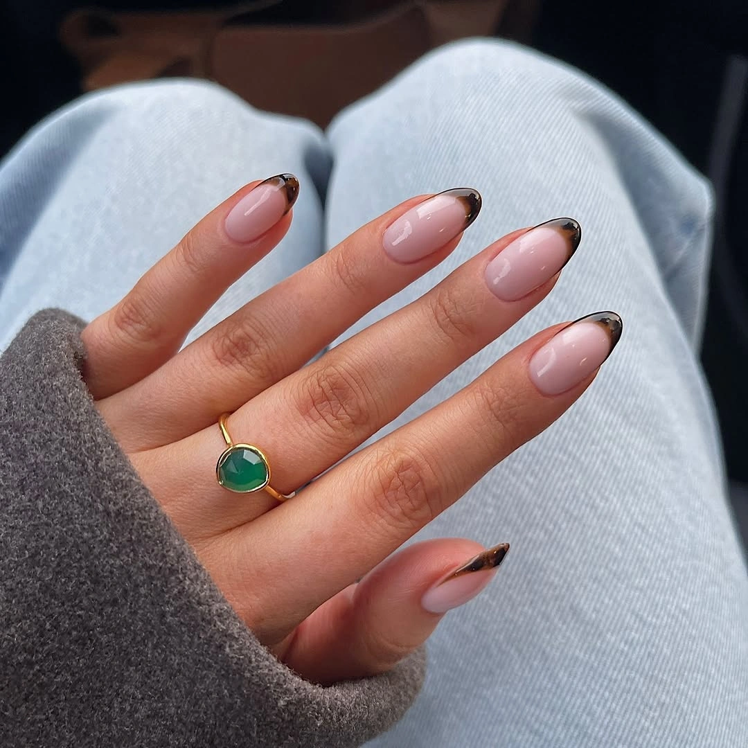 trendy fall nail designs for all skin tones 2026 Modern Tortoiseshell French Tips for a Quiet Luxury Look