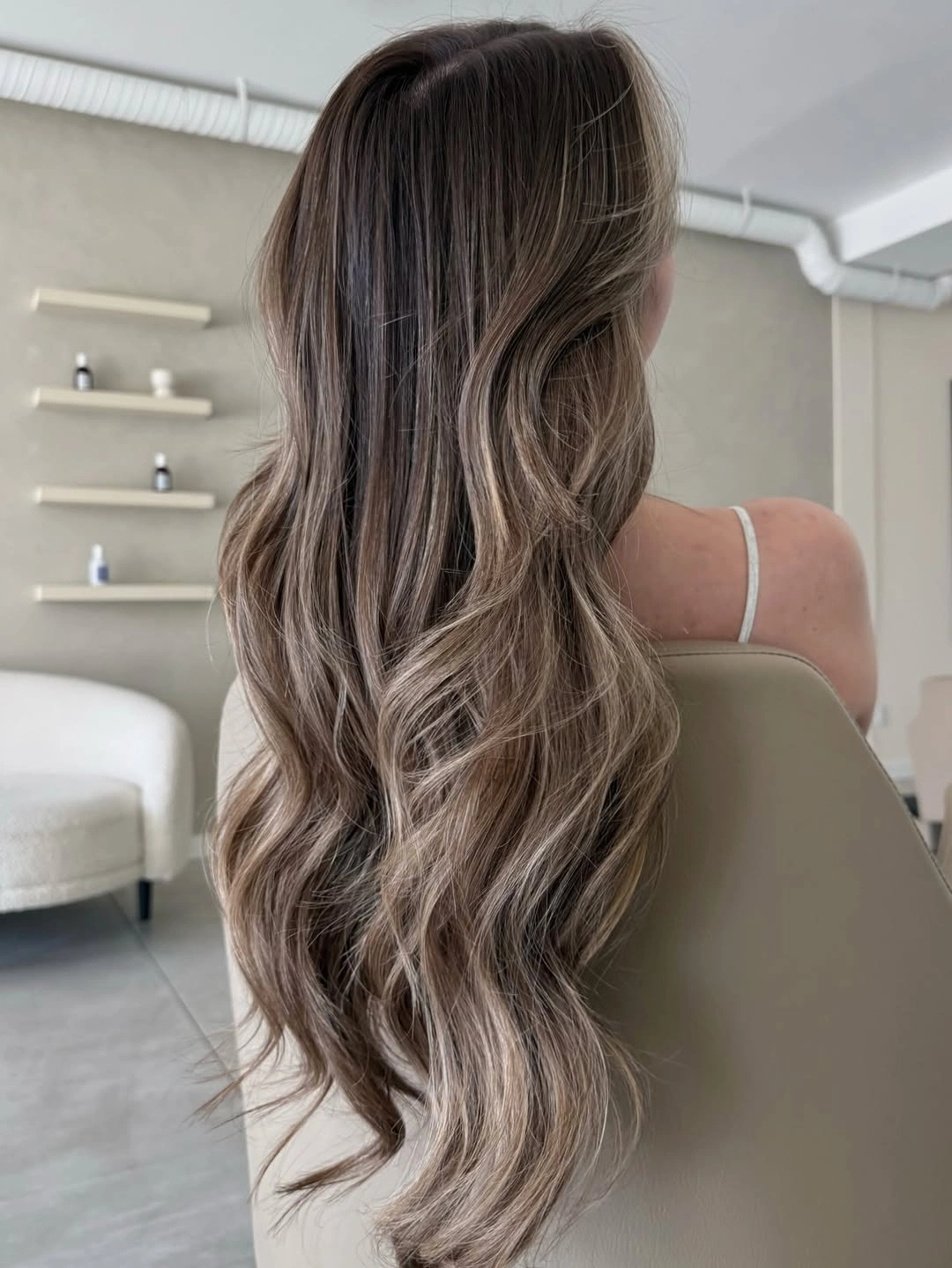 trendy full head babylights blonde on brown hair Cool Beige Brunette With Flowing Lived-In Dimension