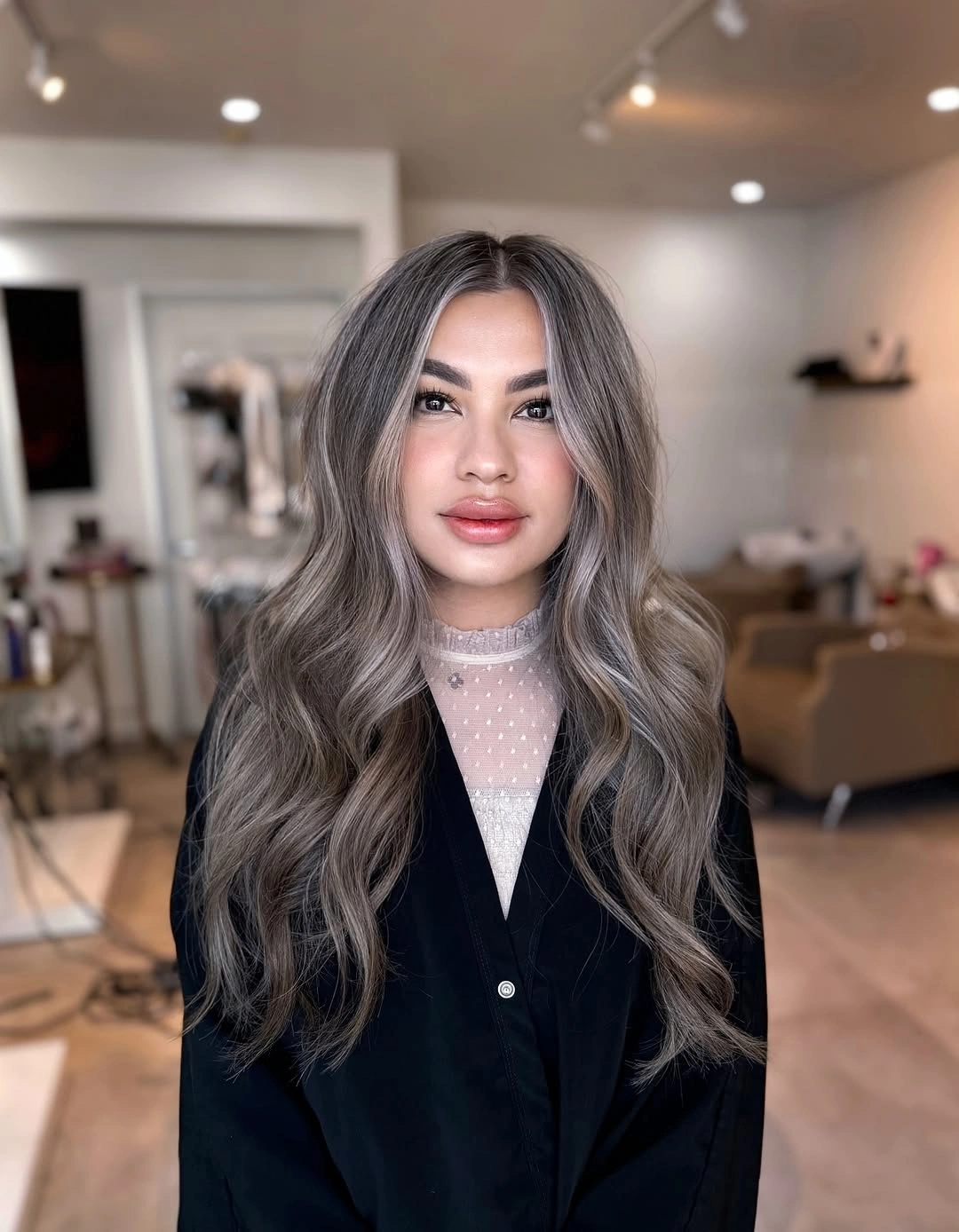 trendy full head babylights blonde on brown hair Cool Smoky Blonde Dimension