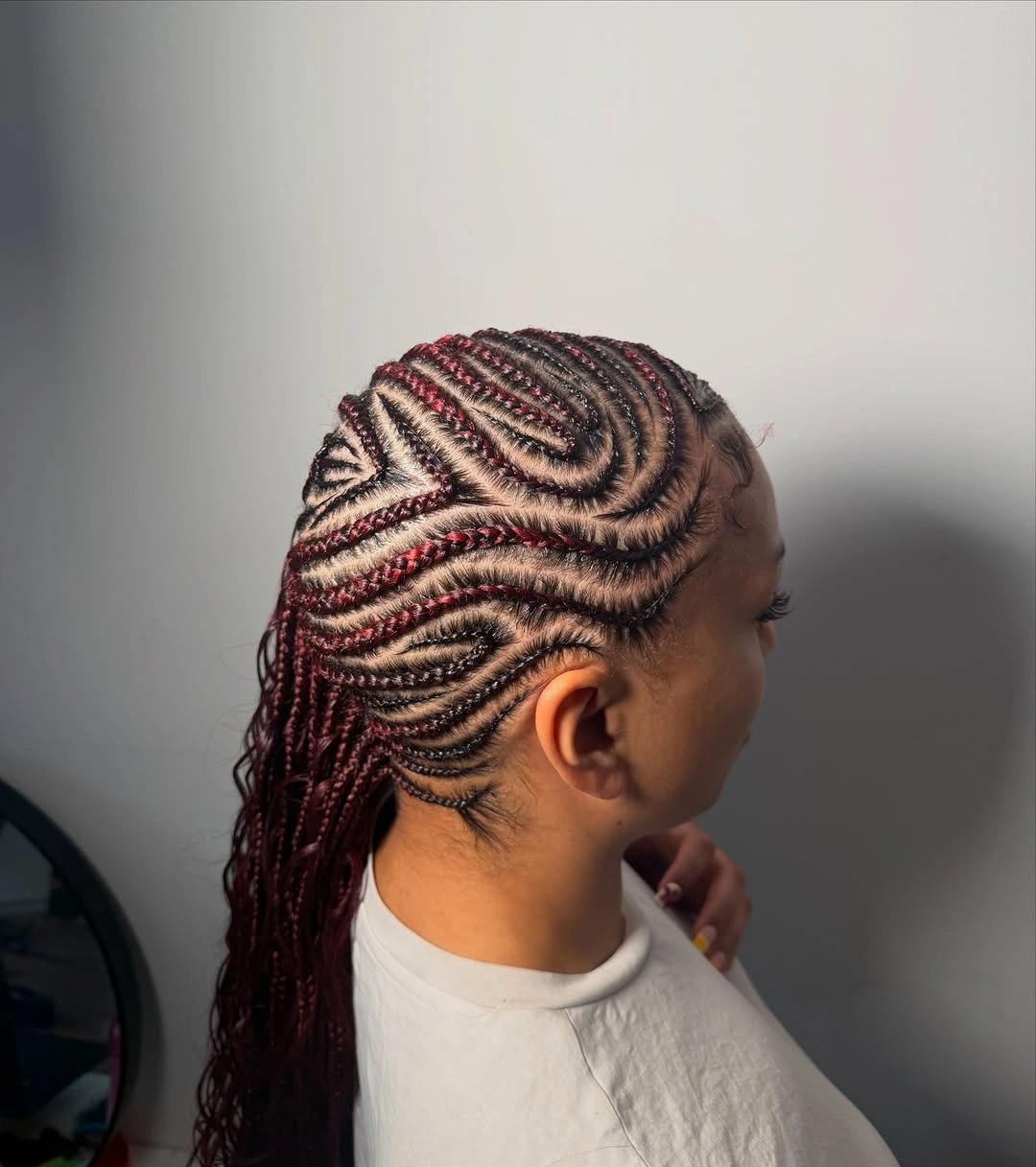 trendy lemonade braid hairstyle Creative Swirl Parting With Rich Color Accents