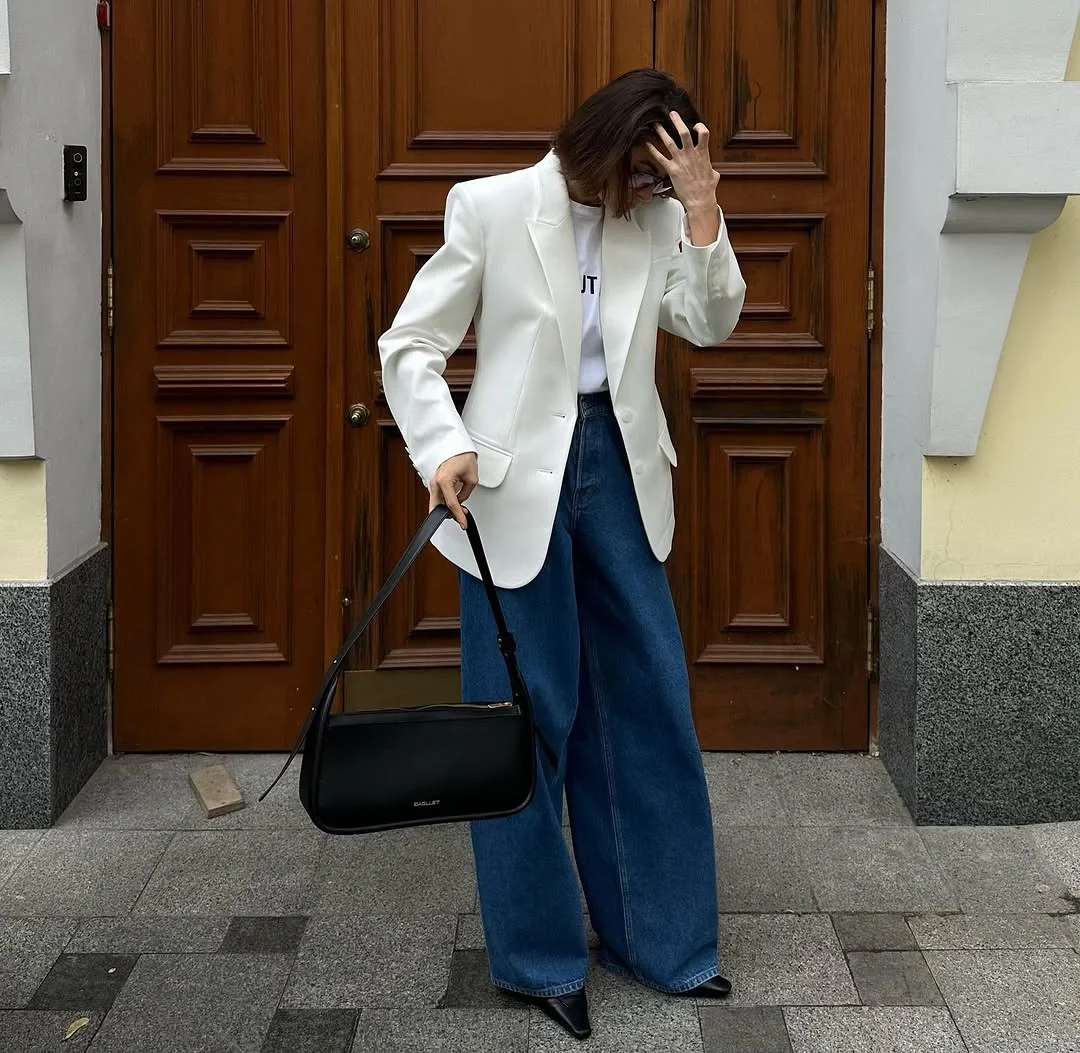wide leg jeans outfit fall 2026 Tailored Layers Make Wide-Leg Denim Feel Instantly Elevated