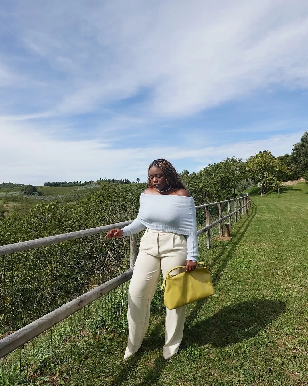 winery outfit fall 2026 Soft Knit Layers With Tailored Trousers
