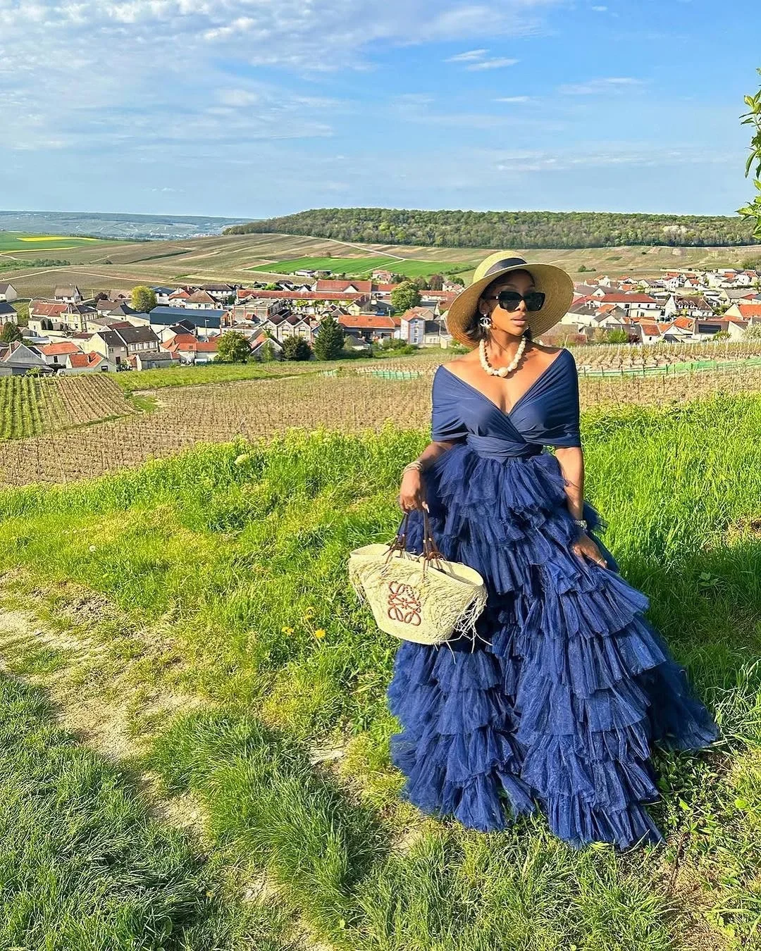 winery outfit fall 2026 Statement Navy Dress for a Luxury Vineyard Escape