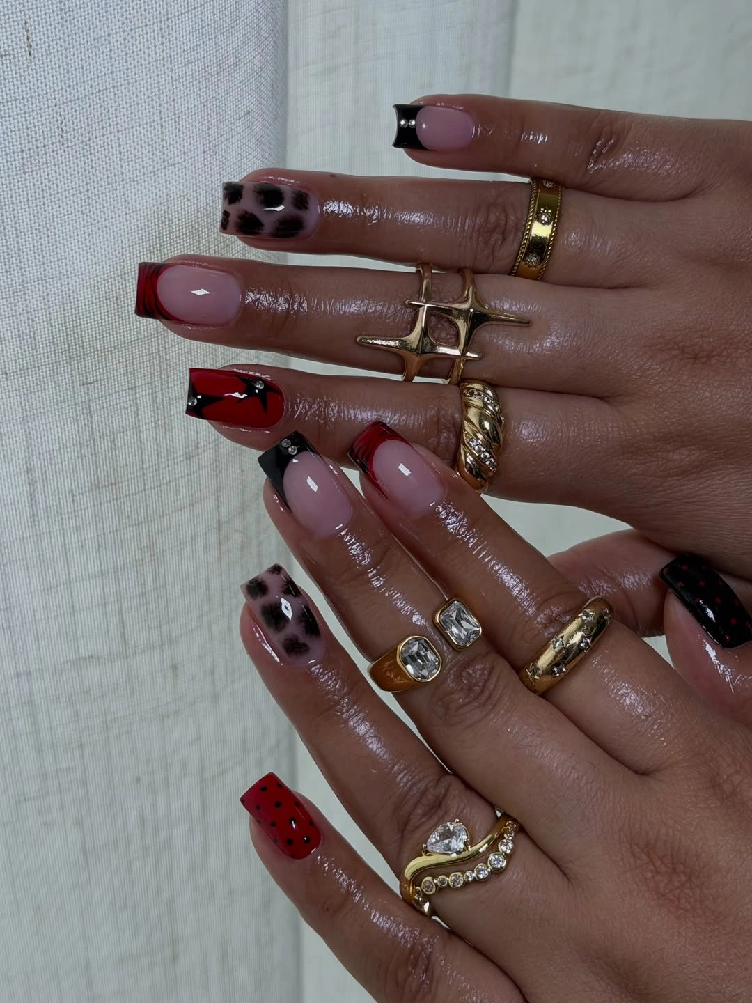 beautiful fall nails for tan skin tone Cherry Red Leopard and Black Fall Nail Art