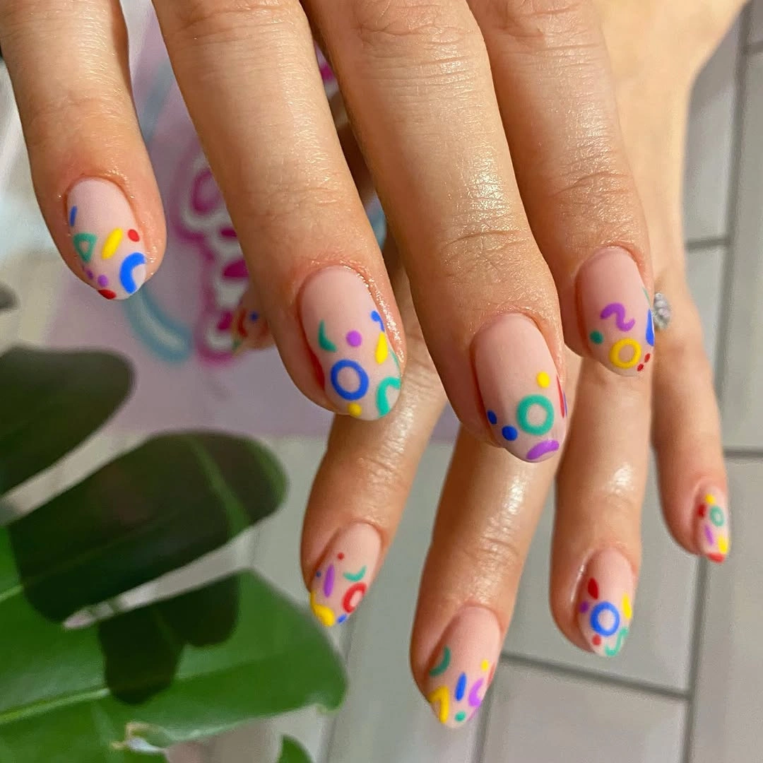beautiful matte fall nails design 2026 Playful Color Pop Short Nails