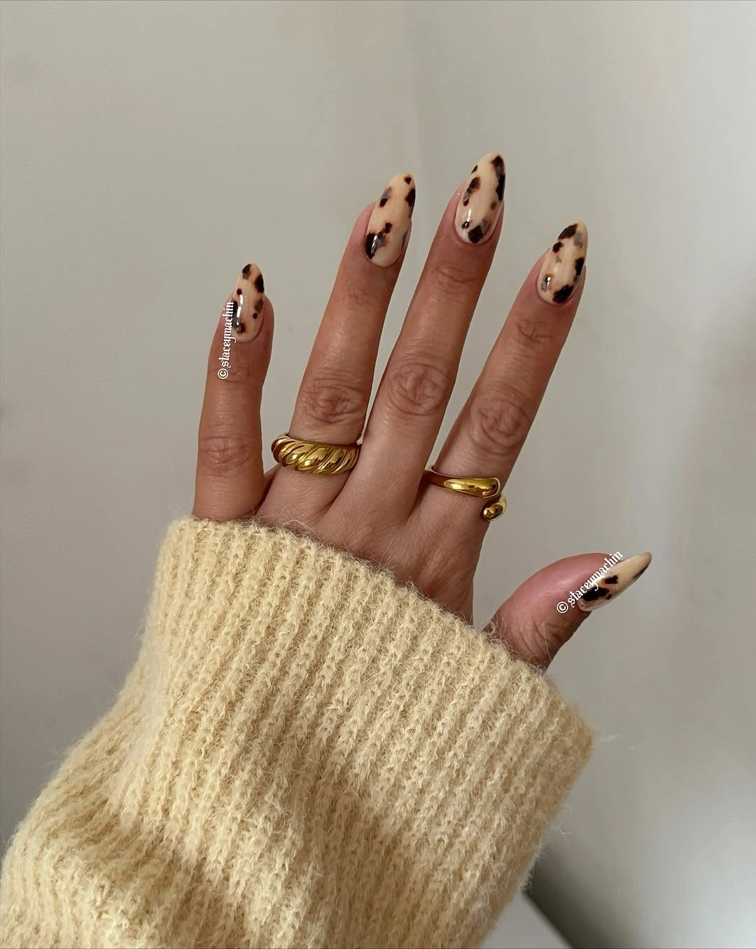 chic autumn nails color - Muted Leopard Nails with a Creamy Early-Fall Base