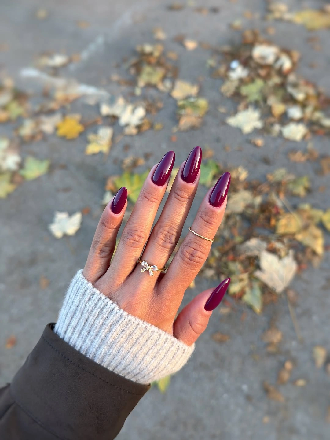 chic autumn nails color Deep Burgundy for a Moody Autumn Look