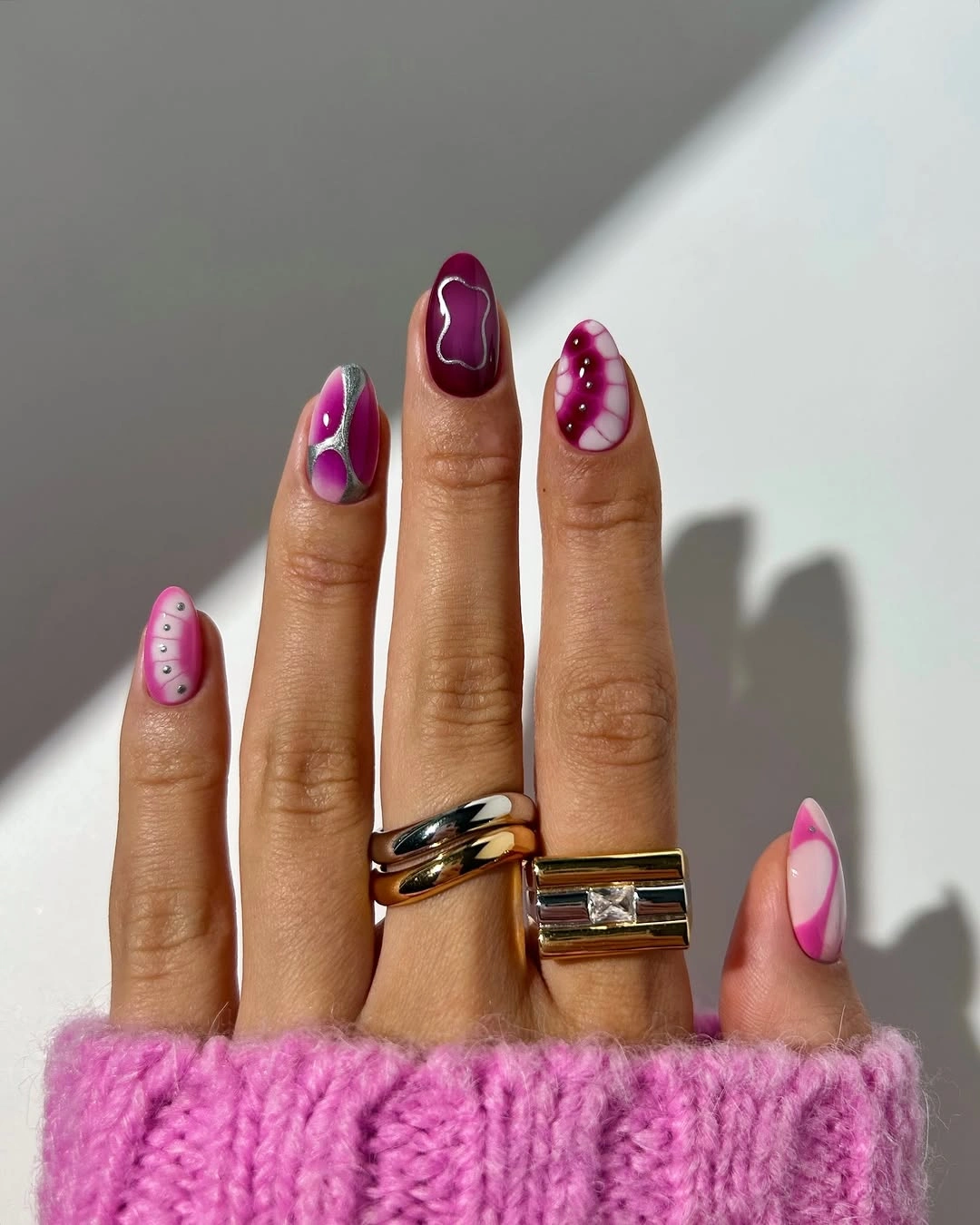 chic fall nail trends 2026 Bold Berry Abstract Accents